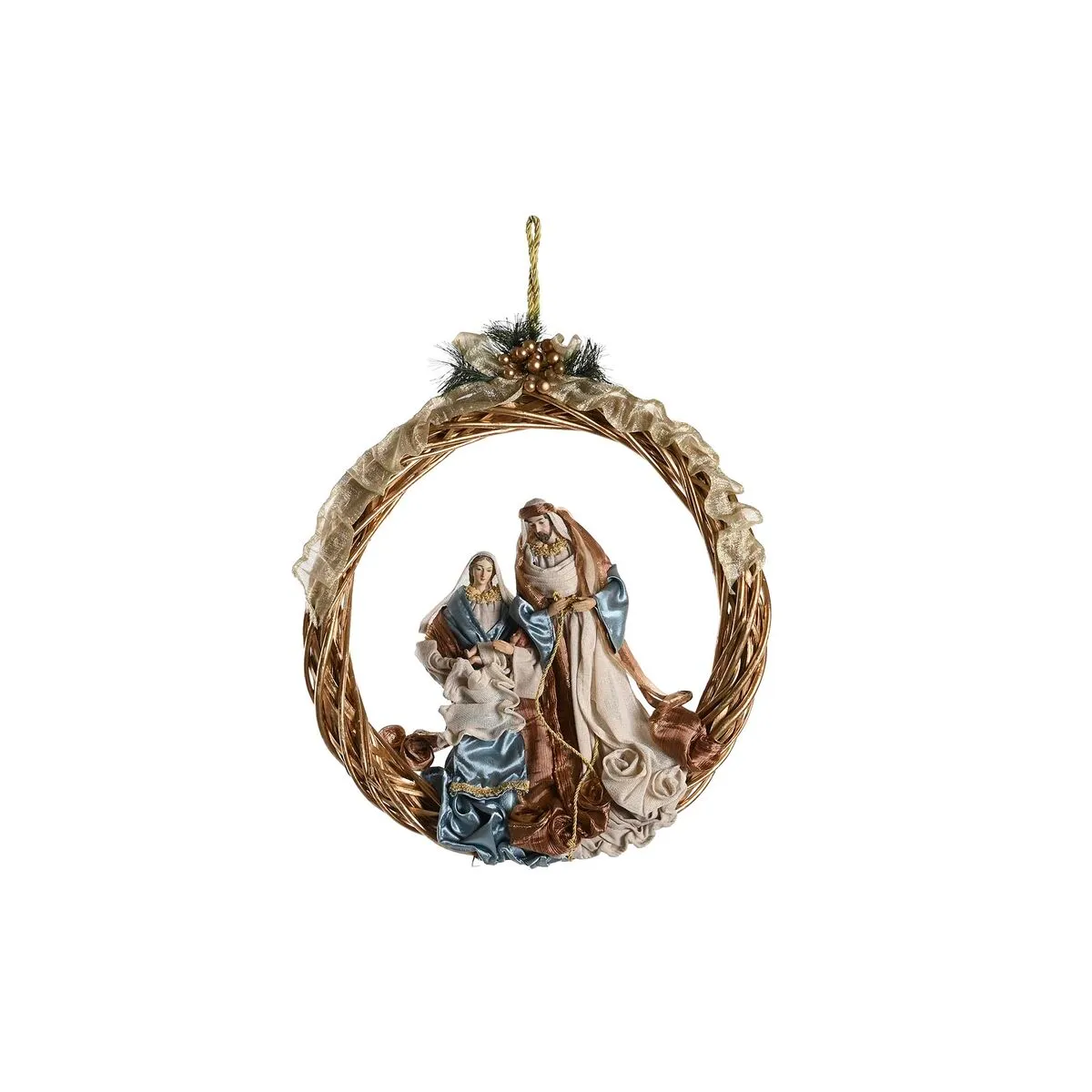 Presepe di Natale DKD Home Decor Azzurro Dorato Corona 30 x 5 x 30 cm 50 x 10 x 57 cm