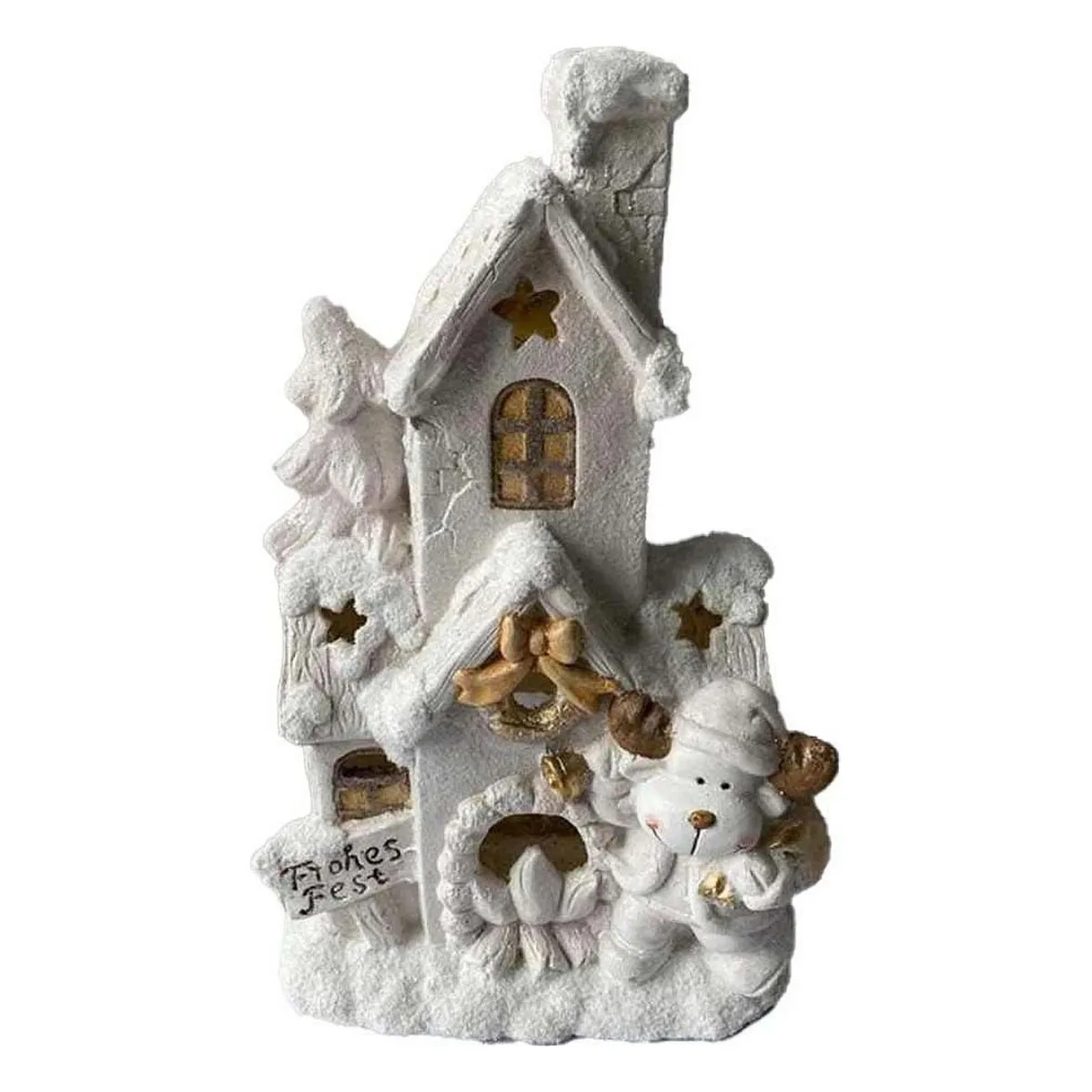 Decorazione Natalizia DKD Home Decor Casa Bianco Nevoso 32 x 21 x 52 cm