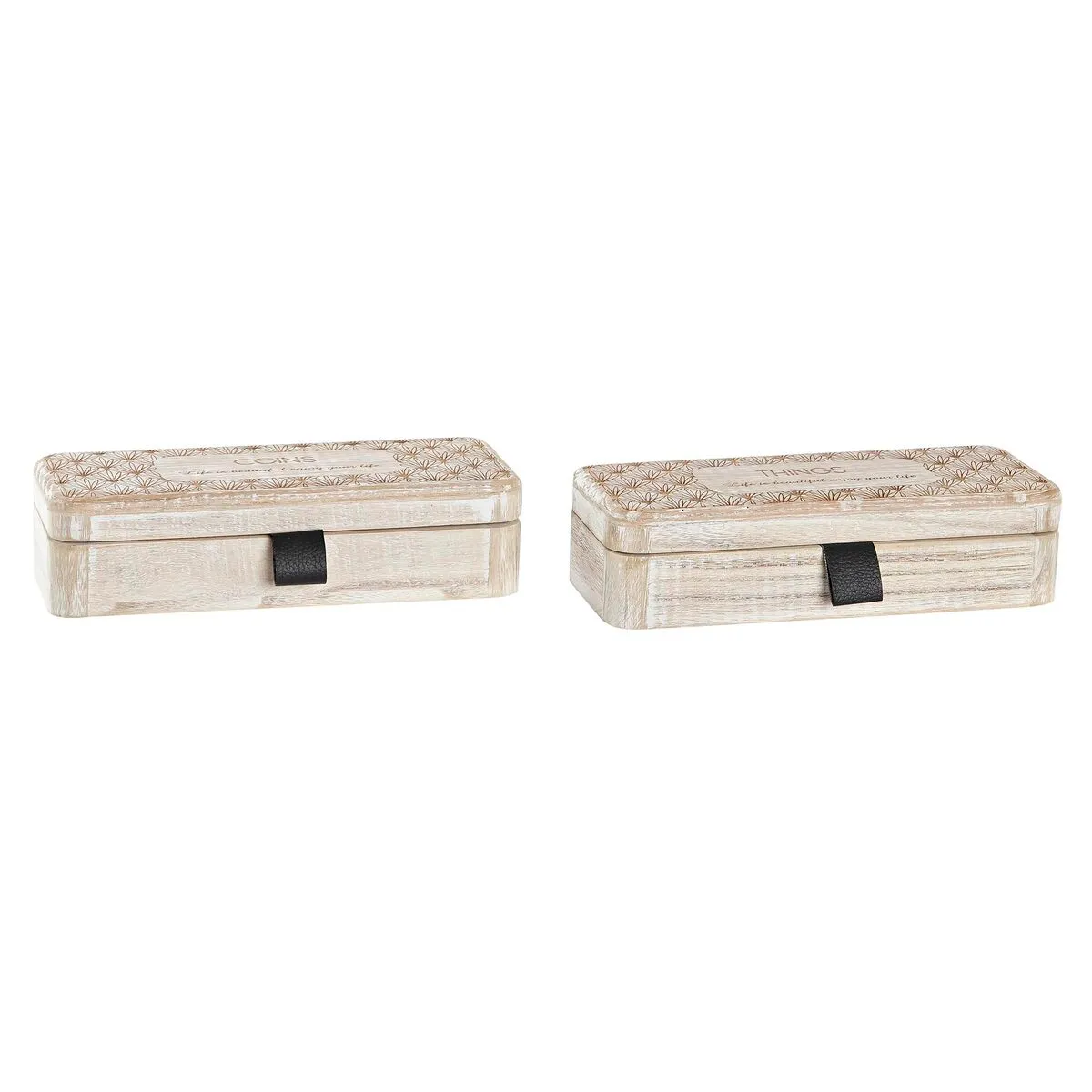 Scatola-Portagioie DKD Home Decor Naturale Legno MDF 20 x 8 x 5 cm (2 Unità)