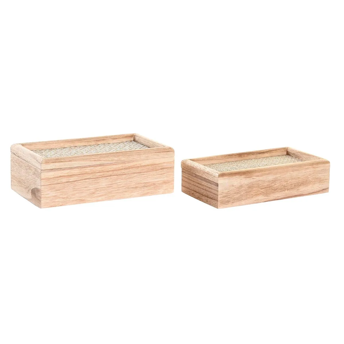 Set di Scatole Decorative DKD Home Decor Naturale Legno MDF 24 x 14 x 8 cm (2 Unità)