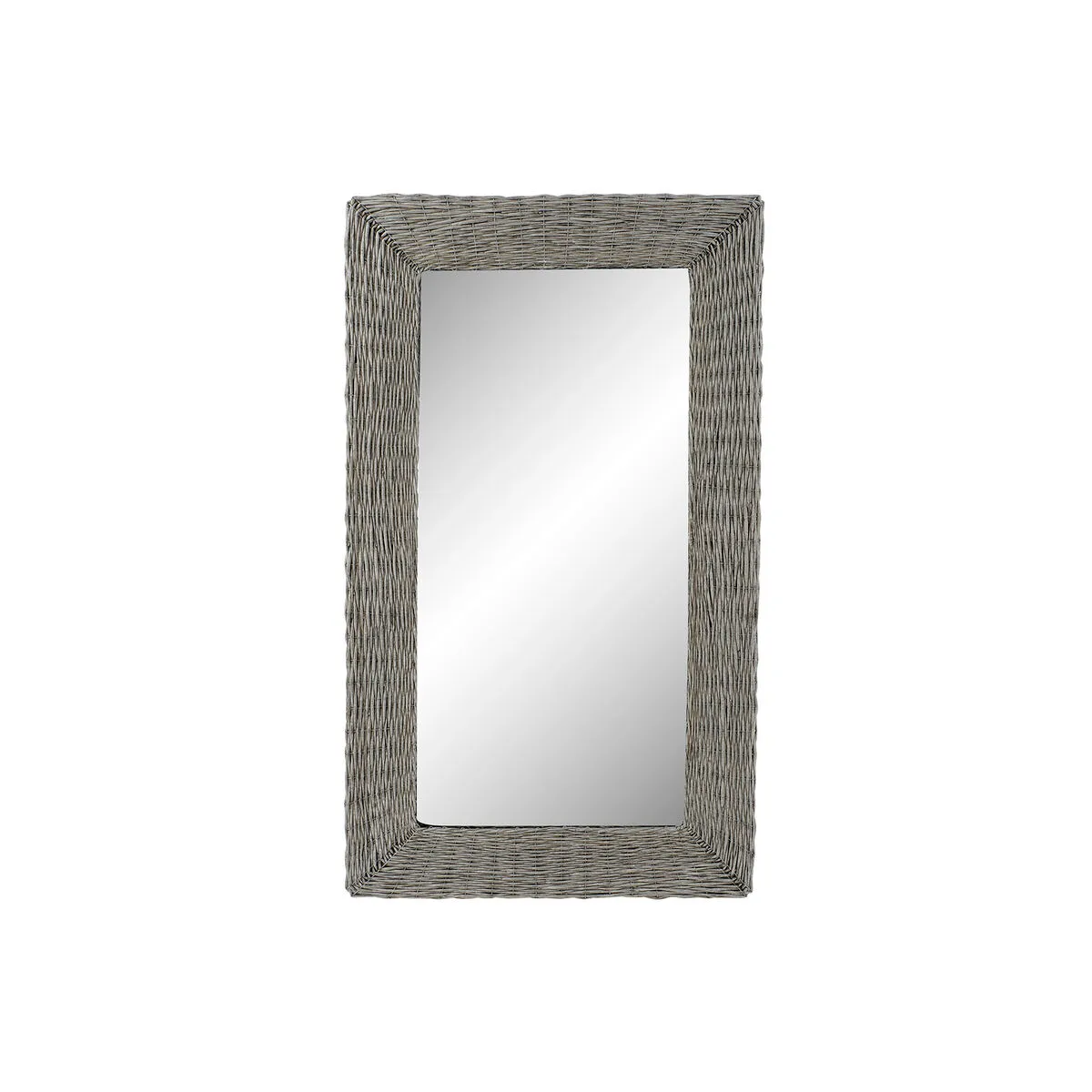 Specchio da parete DKD Home Decor Specchio Grigio vimini Cottage (87 x 4 x 147 cm)