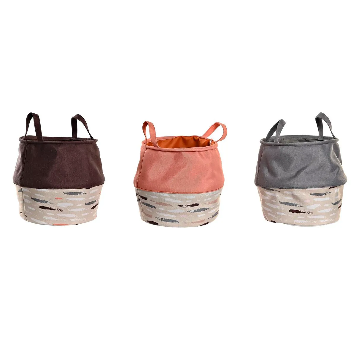 Cesto per i Panni Sporchi DKD Home Decor Grigio Arancio 28 x 28 x 30 cm (3 Unità)