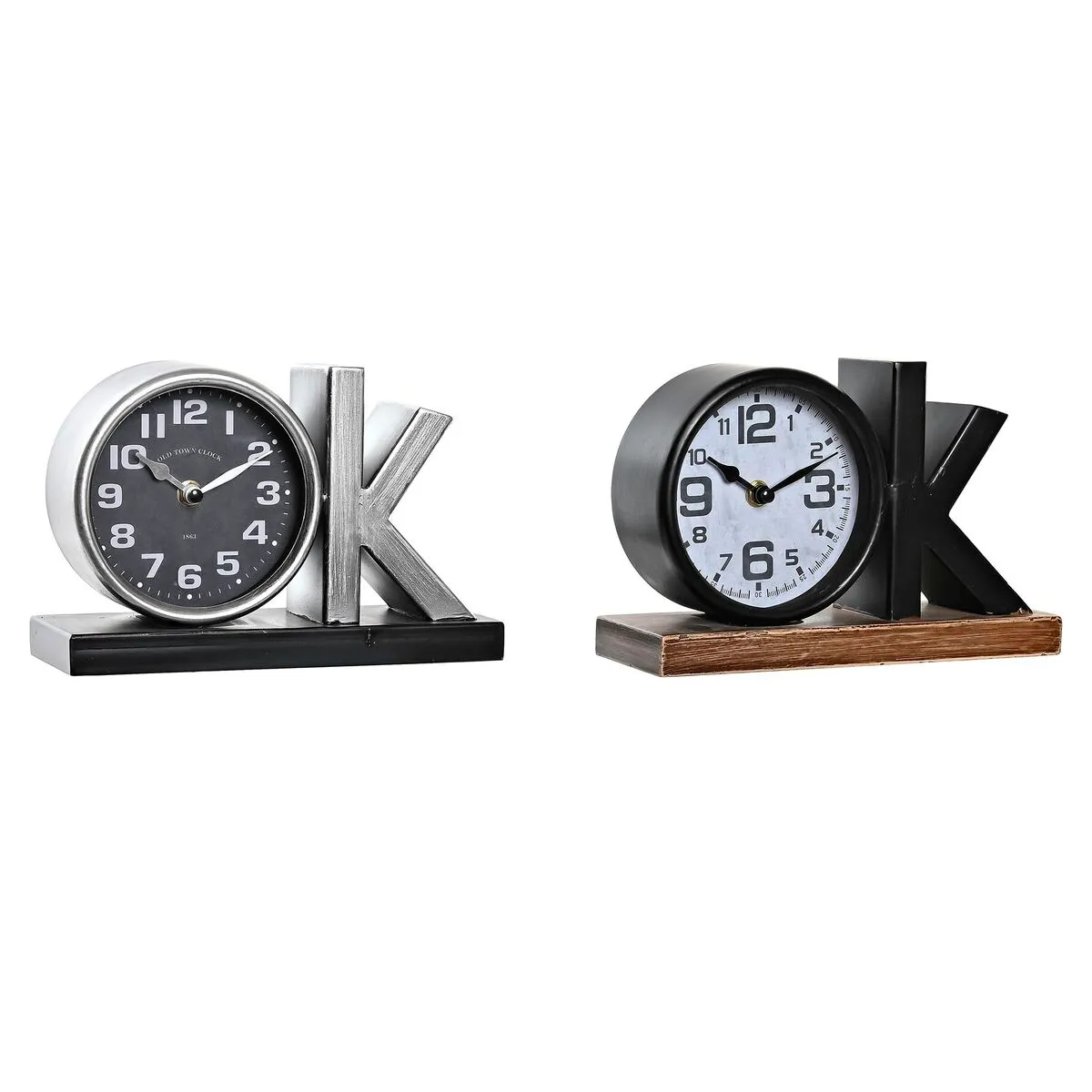 Orologio da Tavolo DKD Home Decor 23 x 8 x 15 cm Argentato Nero Ferro (2 Unità)