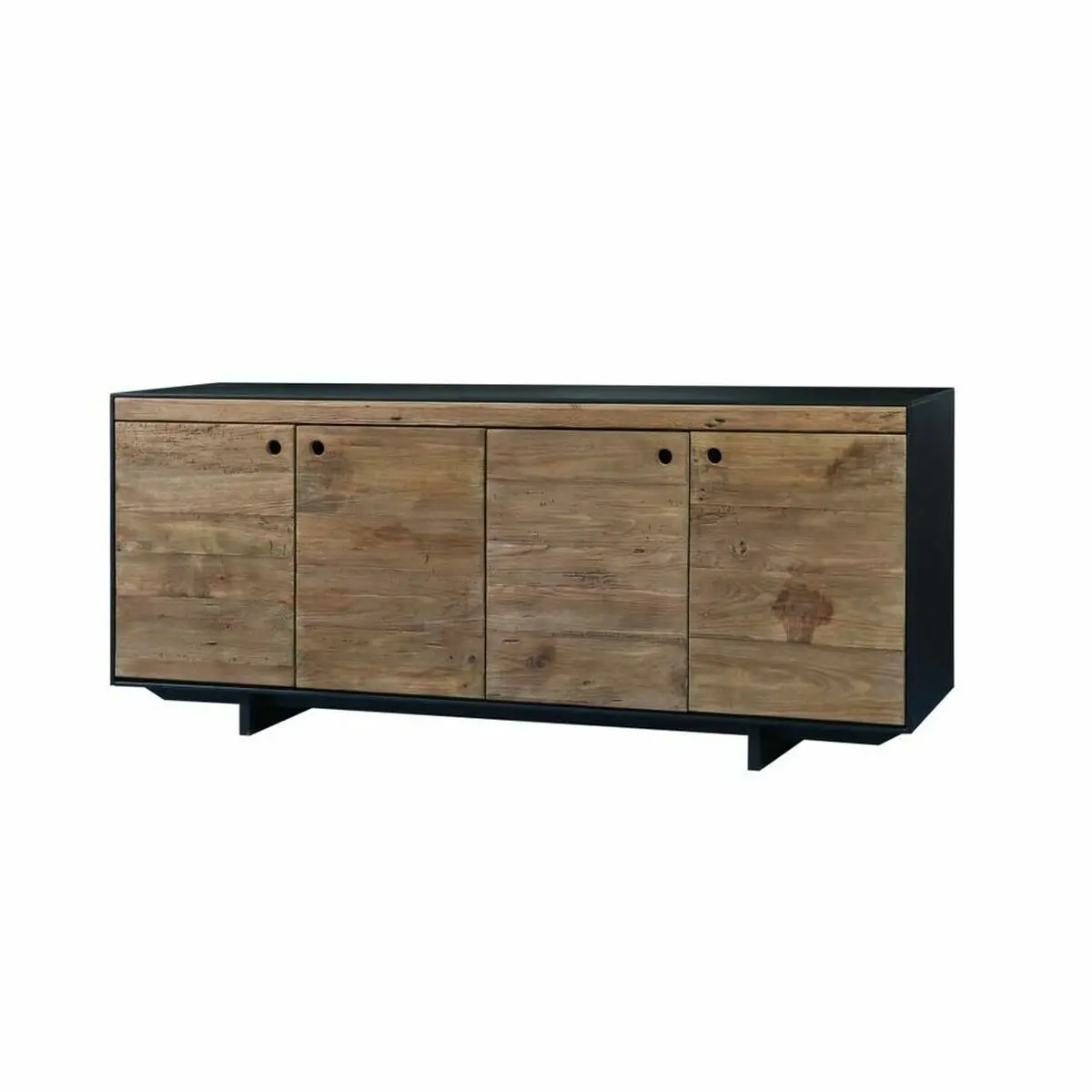 Credenza DKD Home Decor   Legno Pino Legno Riciclato Nero Multicolore Naturale 180 x 48 x 76 cm