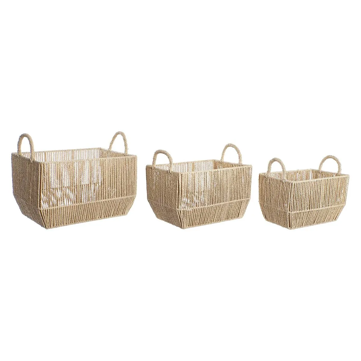 Set di Cestini DKD Home Decor Metallo Fibra naturale (40 x 30 x 25 cm)