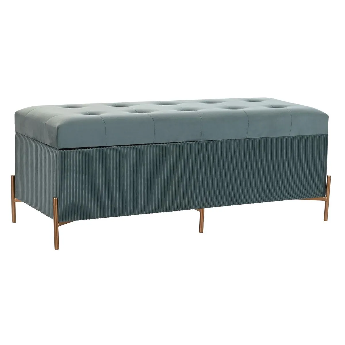 Banca Piedi Letto DKD Home Decor Poliestere MDF Verde Glamour (115 x 40 x 45 cm)