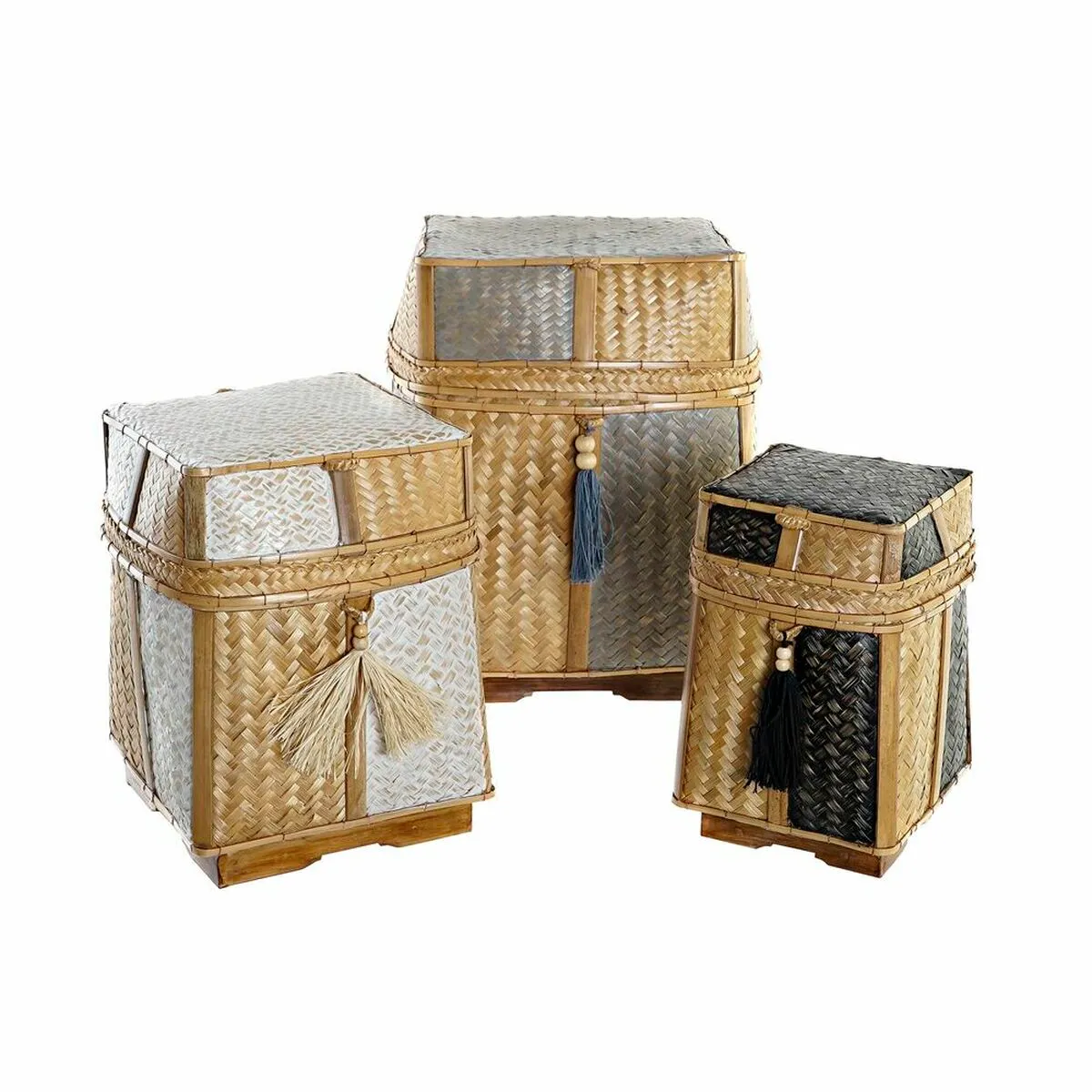 Set di Cestini DKD Home Decor Naturale 33 x 33 x 40 cm Bambù 32 x 32 x 40 cm Boho