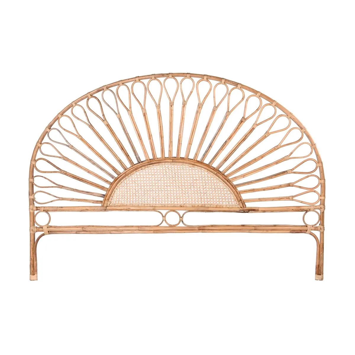 Testiera del Letto DKD Home Decor Naturale Girasole Legno Rattan 178 x 4 x 90 cm 178 x 4 x 127 cm