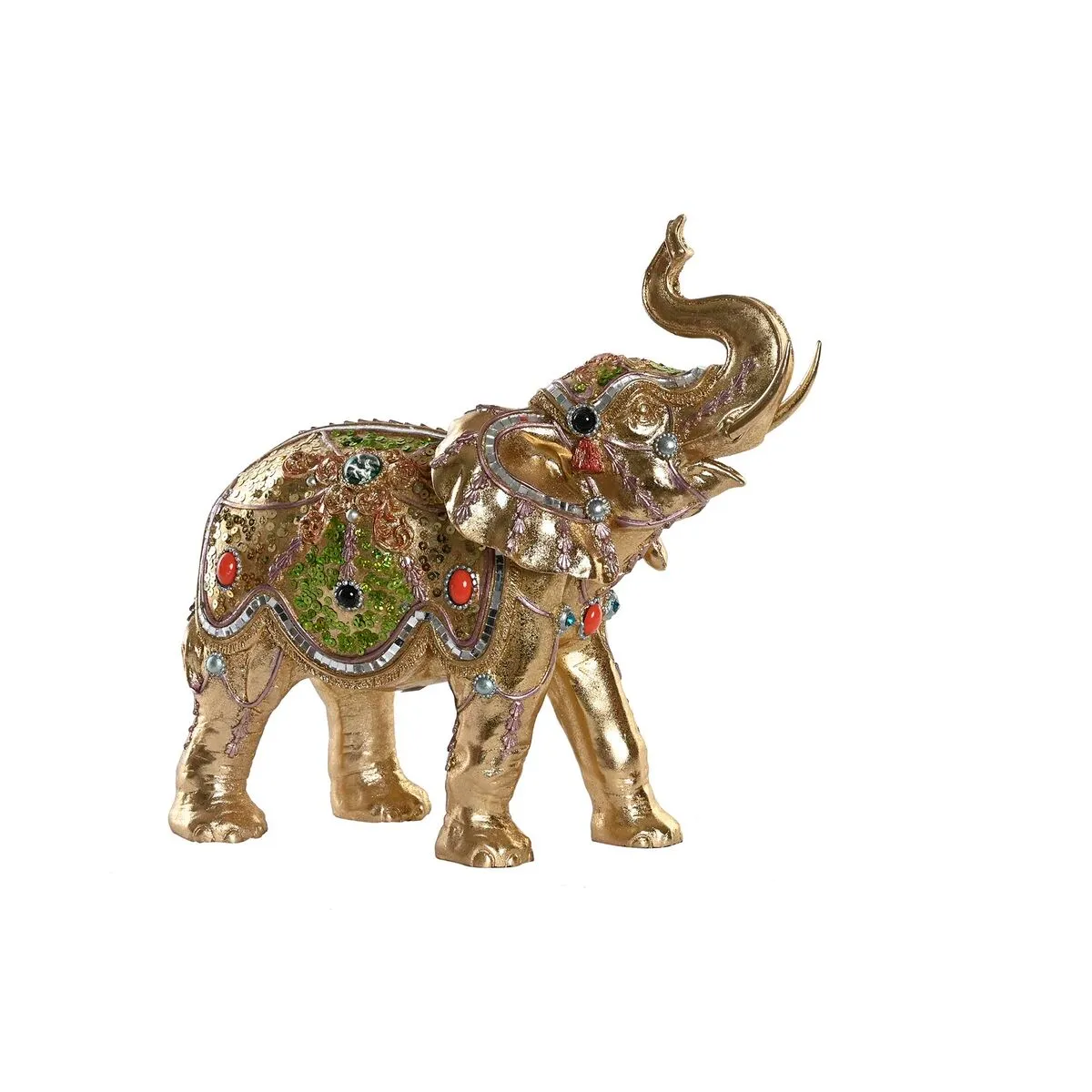 Statua Decorativa DKD Home Decor 33 x 15,5 x 31 cm Elefante Dorato Coloniale