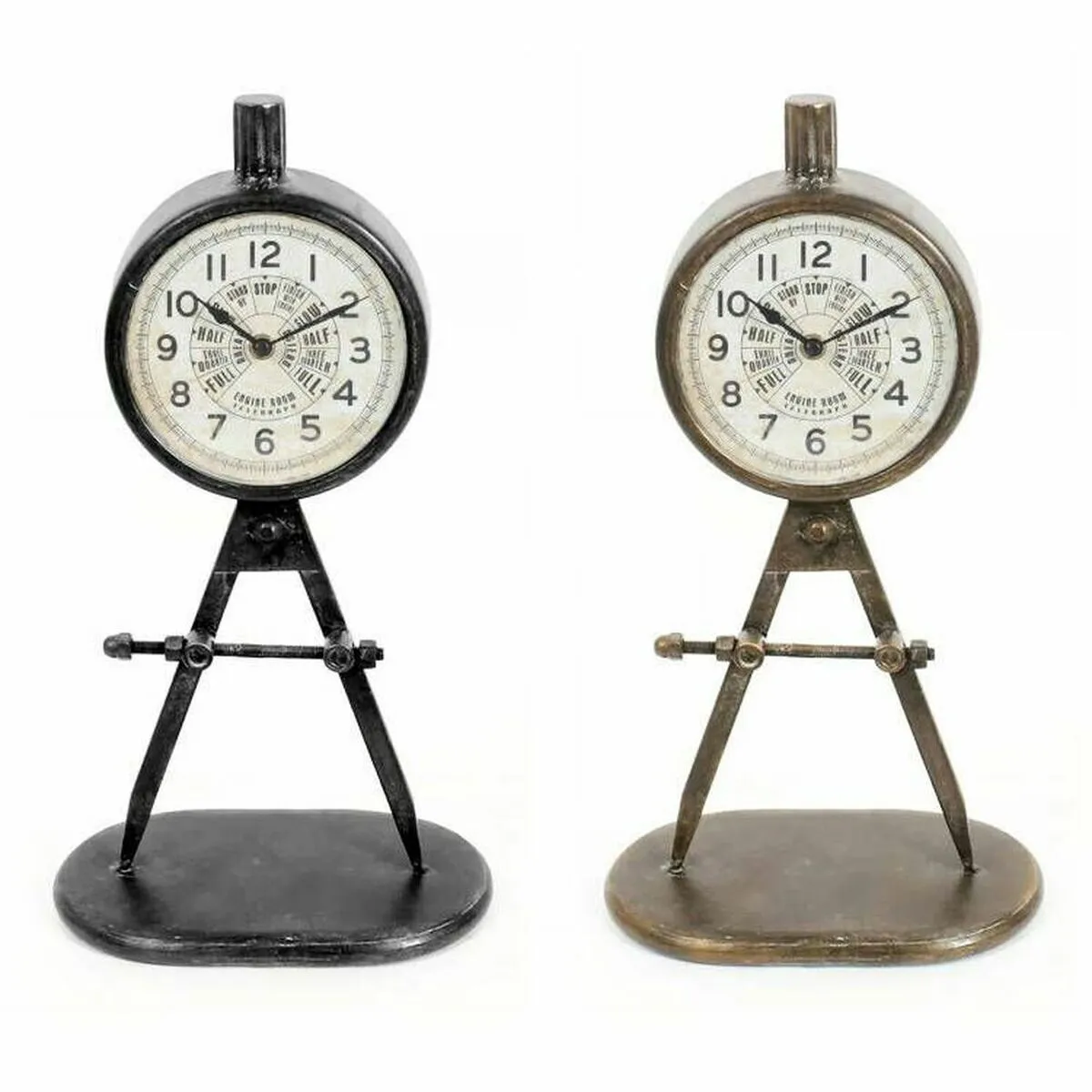 Orologio da Tavolo DKD Home Decor 17 x 8 x 31 cm Nero Dorato Ferro PVC Loft (2 Unità)