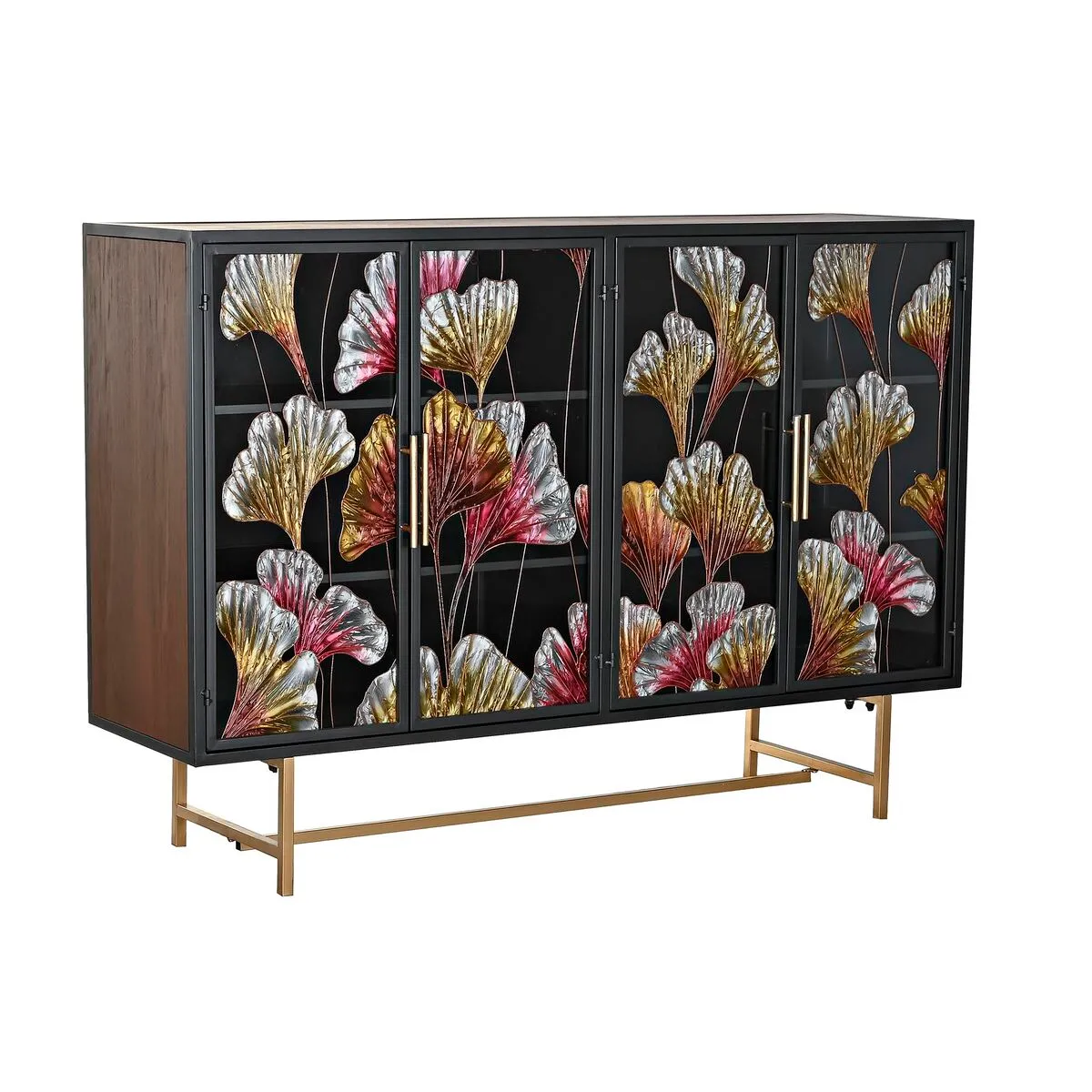 Credenza DKD Home Decor Giallo Nero Rosa Marrone scuro 135 x 38 x 95 cm