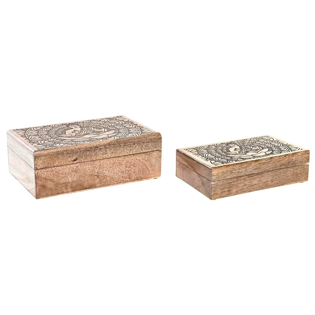 Scatola-Portagioie DKD Home Decor Marrone Legno di mango 25 x 17 x 9 cm Marrone scuro (2 Unità)