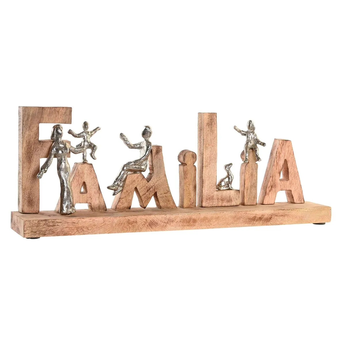 Statua Decorativa DKD Home Decor Marrone Alluminio Legno di mango (59 x 8 x 24 cm)