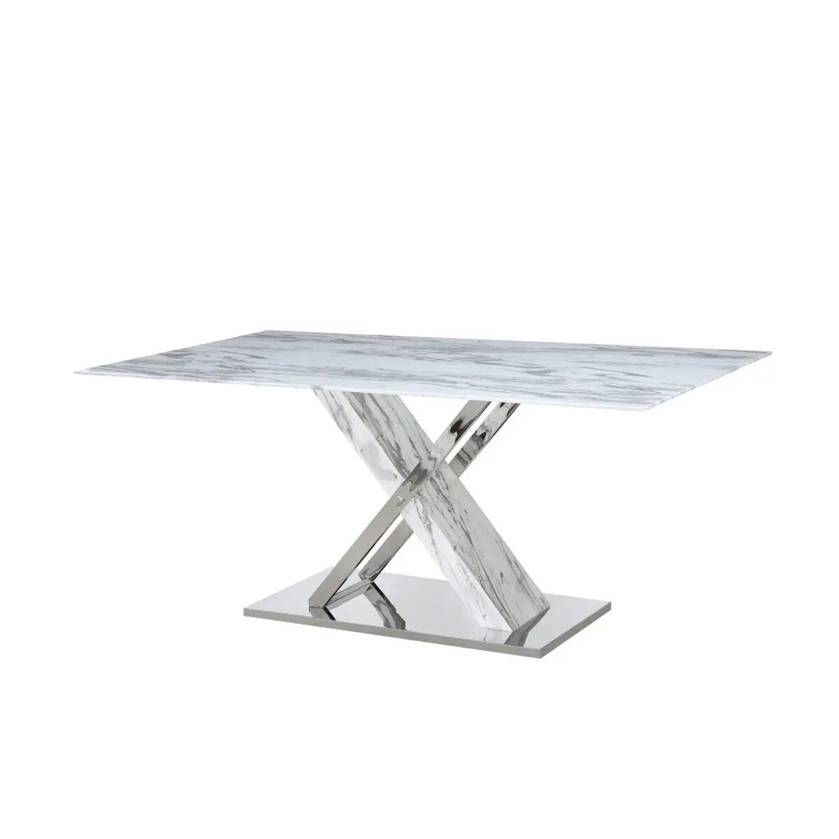 Tavolo da Pranzo DKD Home Decor Cristallo Argentato Grigio Acciaio Bianco 180 x 90 x 78 cm