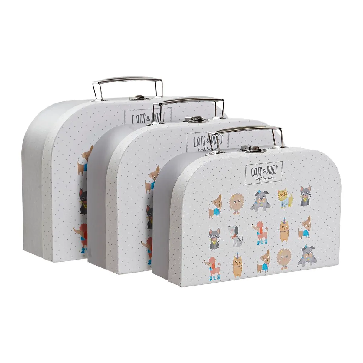 Set di Scatole Decorative DKD Home Decor Animali Domestici Bianco Metallo Cartone 28 x 9,5 x 20 cm