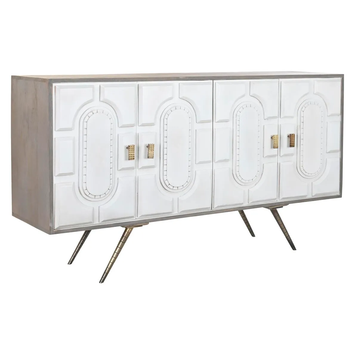 Credenza DKD Home Decor Grigio Dorato Metallo Bianco Legno di mango (152 x 43 x 84 cm)