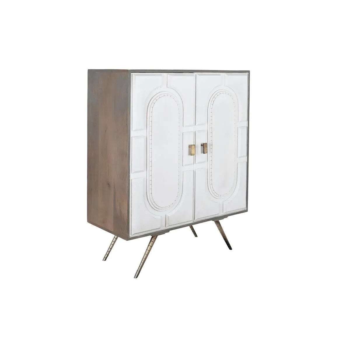 Credenza DKD Home Decor Grigio Dorato Bianco Ottone Legno di mango (93 x 41 x 114 cm)