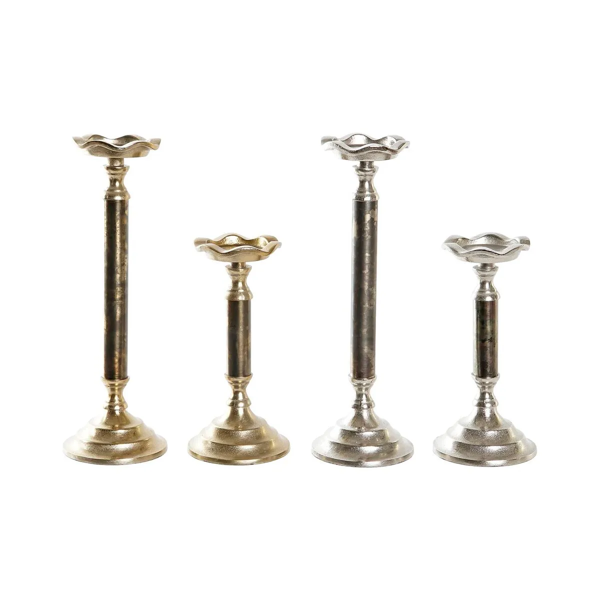 Candelabro DKD Home Decor Alluminio 10 x 10 x 31,5 cm Moderno (2 Unità)