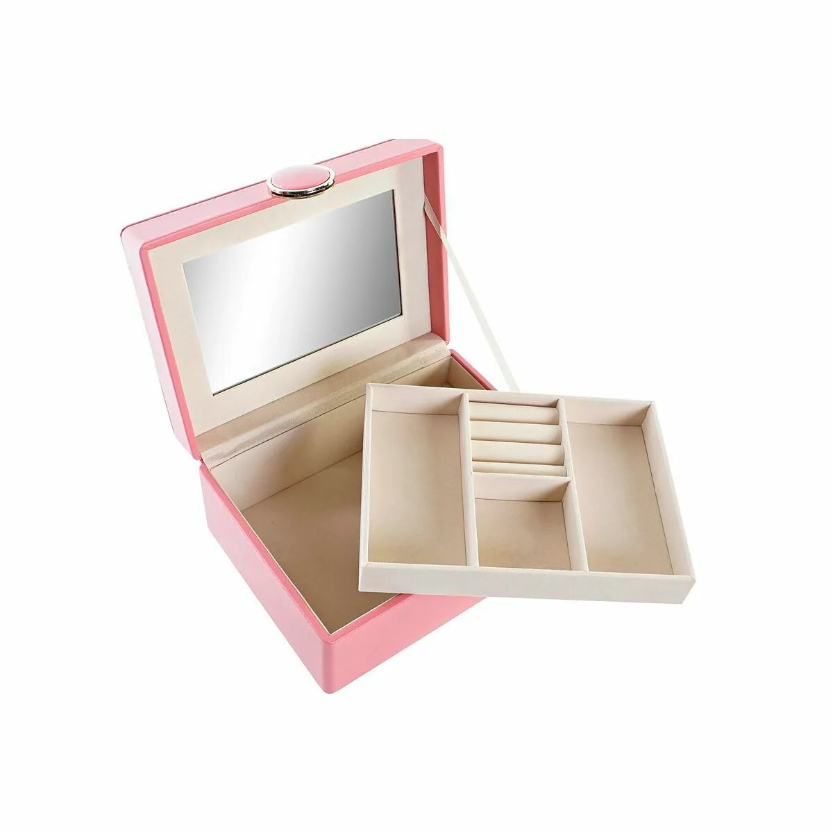 Scatola-Portagioie DKD Home Decor 17 x 13 x 8,5 cm Rosa Poliuretano Legno MDF