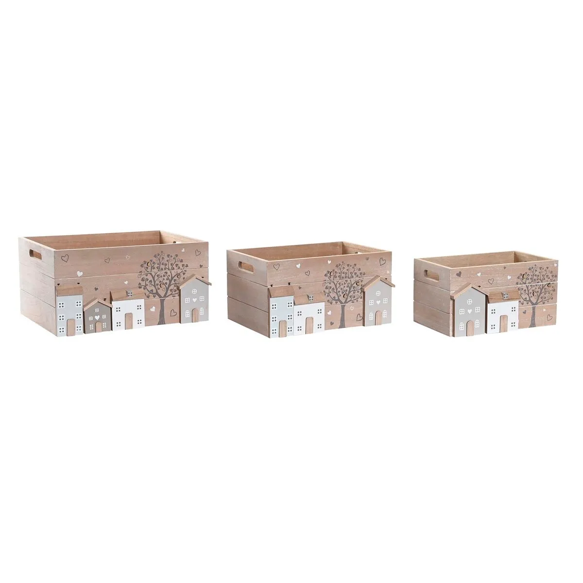 Set di Scatole Decorative DKD Home Decor Legno MDF Boho (36 x 26 x 18 cm)