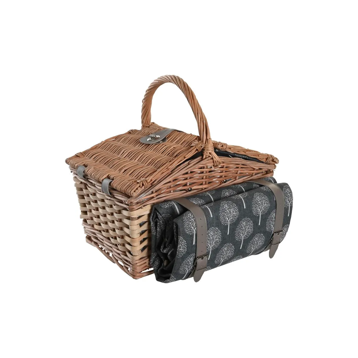 Cestino DKD Home Decor Picnic Grigio Naturale Legno vimini 40 x 28 x 19 cm