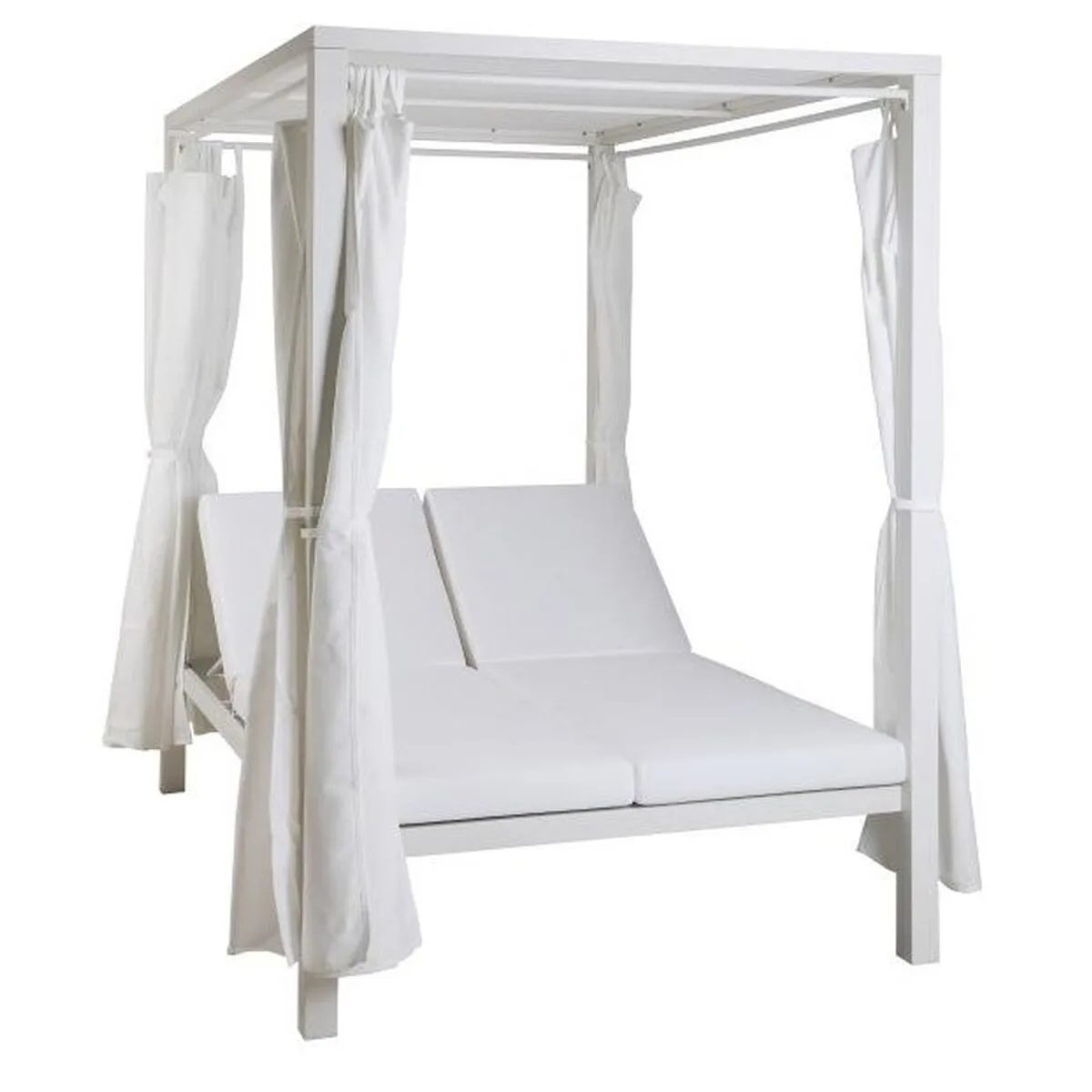 Lettino da giardino DKD Home Decor Bianco Alluminio (148 x 188 x 205 cm)