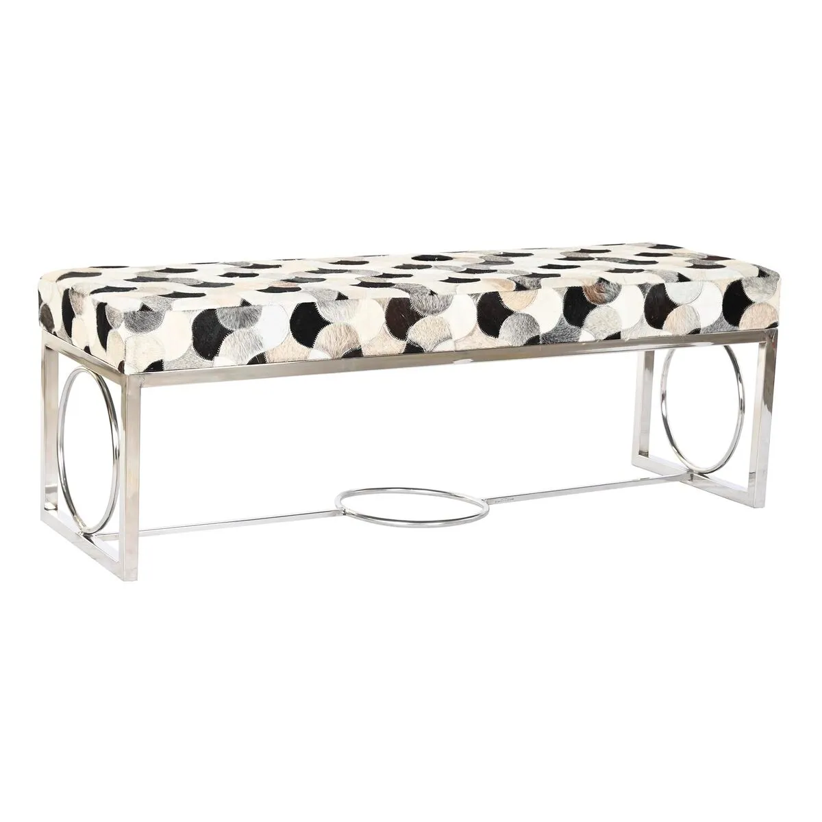 Panca DKD Home Decor Bianco Marrone Nero Argentato Acciaio 122 x 41 x 44 cm