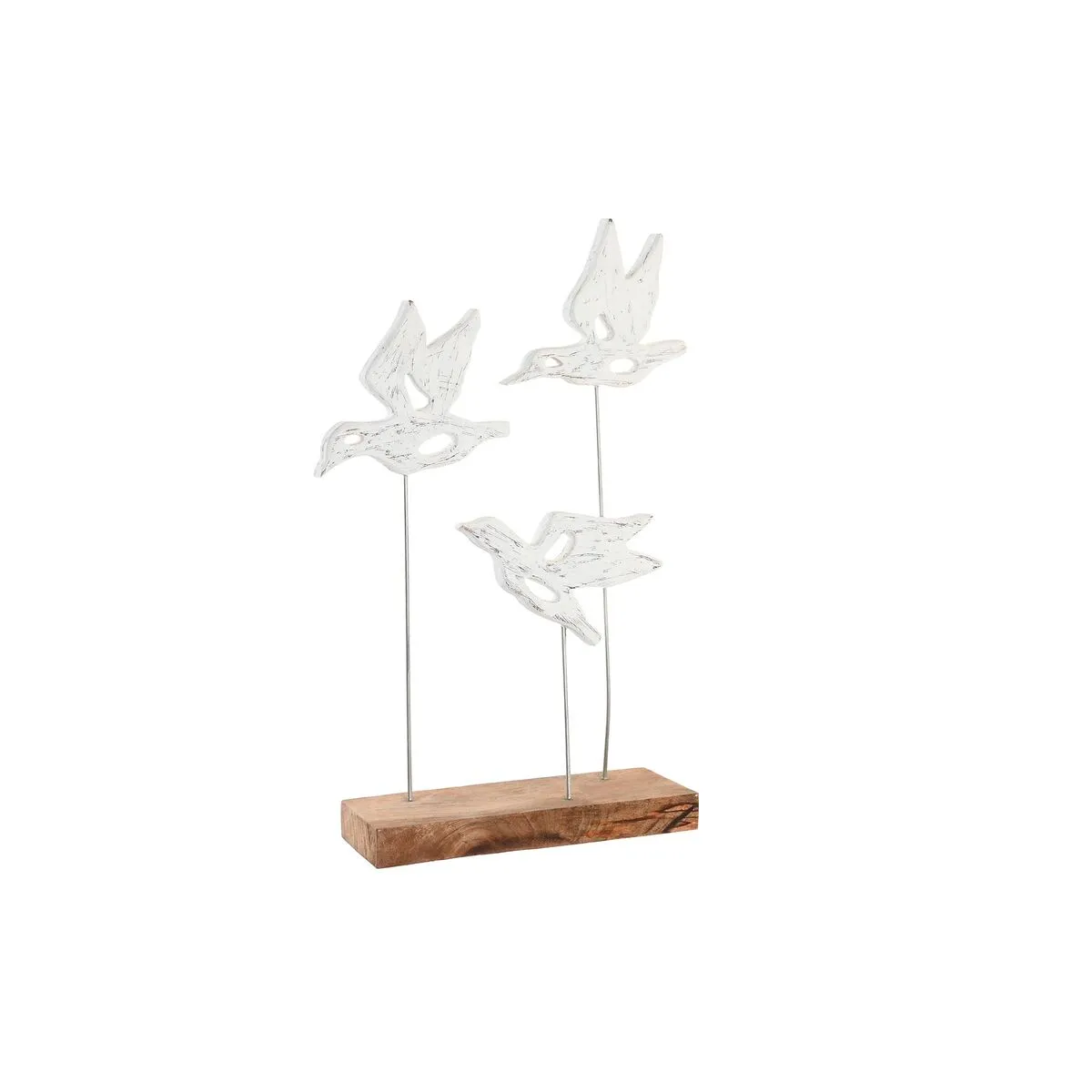 Statua Decorativa DKD Home Decor Marrone Bianco Ferro Legno di mango Uccelli (32 x 10 x 51 cm)