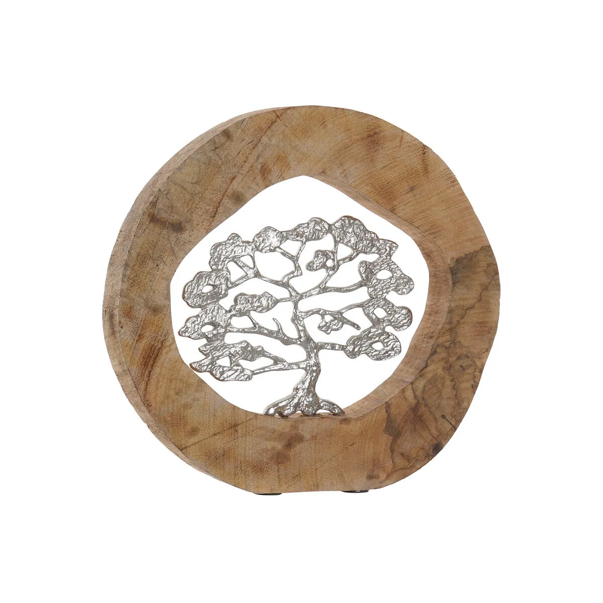 Statua Decorativa DKD Home Decor Naturale Argentato Albero Alluminio Coloniale Legno di mango (35 x 5,5 x 33 cm)