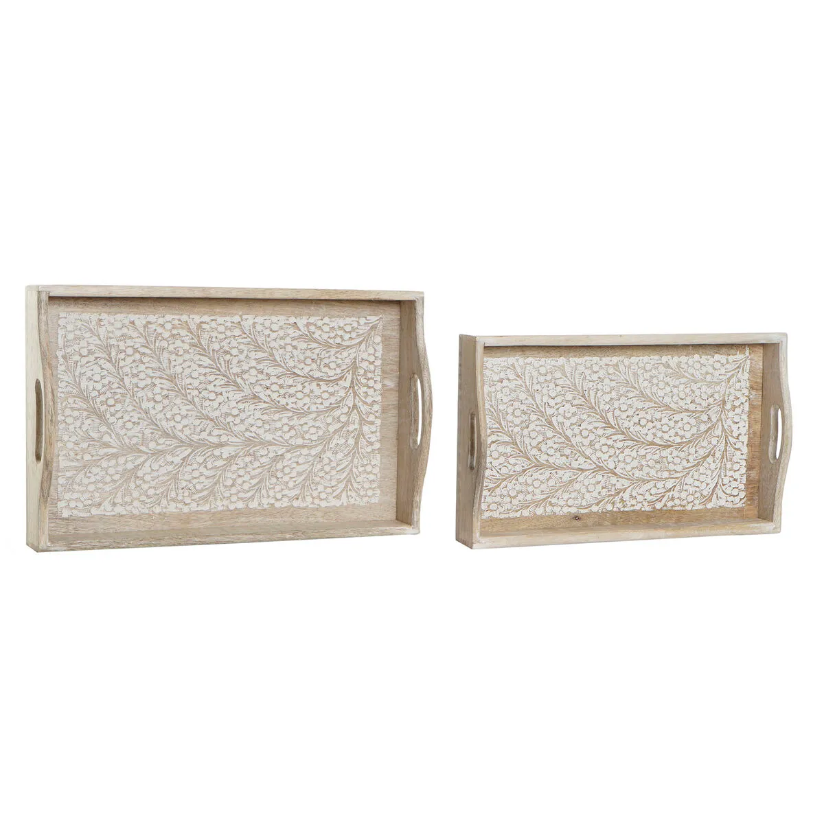 Set di Vassoi DKD Home Decor 43 x 27,5 x 5 cm Marrone Ramo Legno di mango Decapaggio (2 Unità)