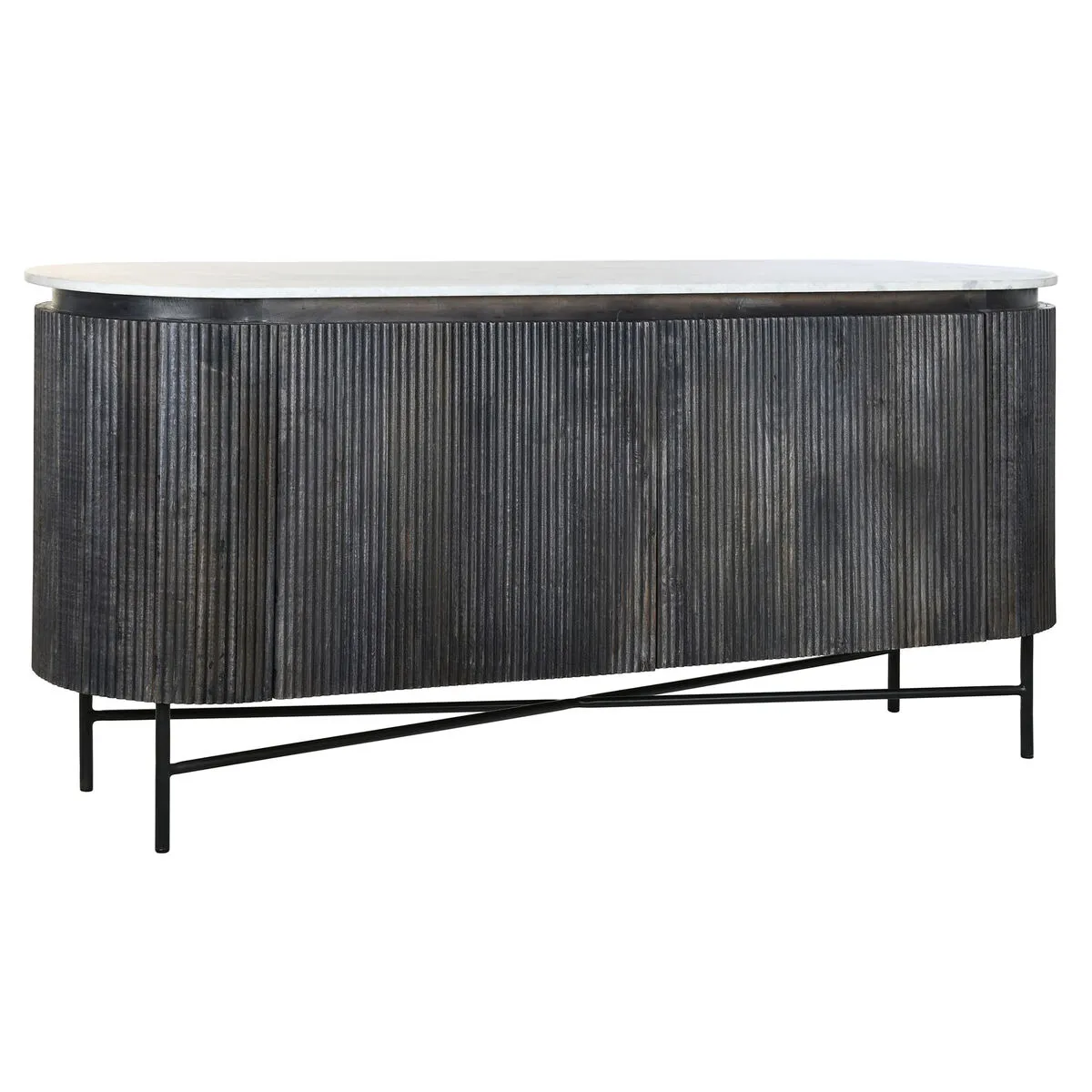 Credenza DKD Home Decor Nero Grigio Bianco Marmo Legno di mango (160 x 45 x 75 cm)