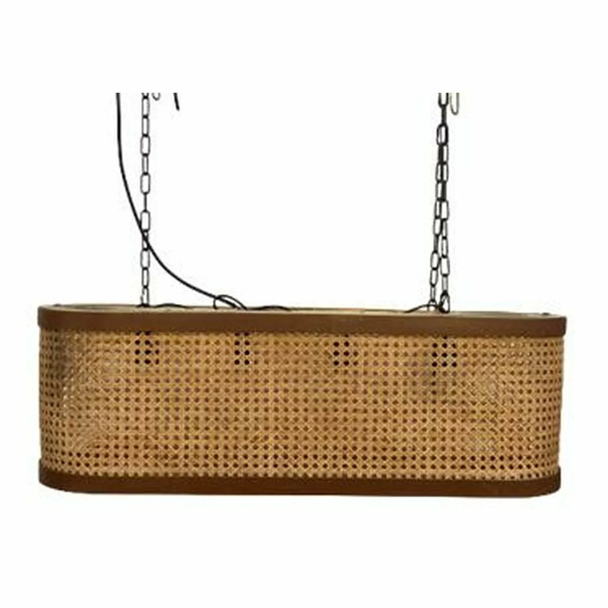 Lampadario DKD Home Decor Griglia Marrone Naturale Legno Ferro Legno di mango 50 W 80 x 24 x 28 cm