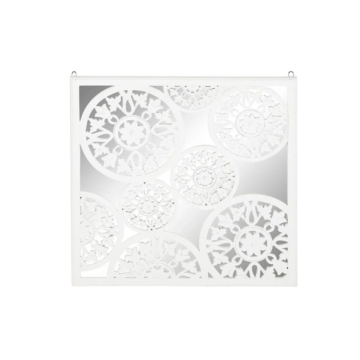 Decorazione da Parete DKD Home Decor Specchio Bianco Legno MDF (90 x 1,5 x 90 cm)