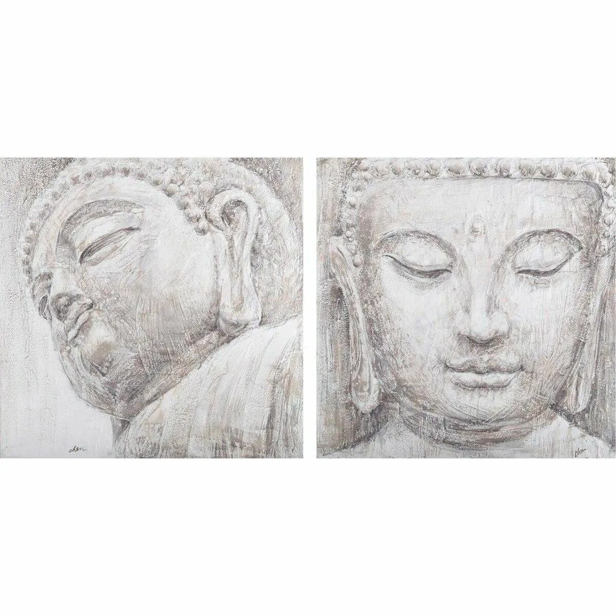 Quadro DKD Home Decor Buddha Orientale 80 x 3,5 x 80 cm (2 Unità)