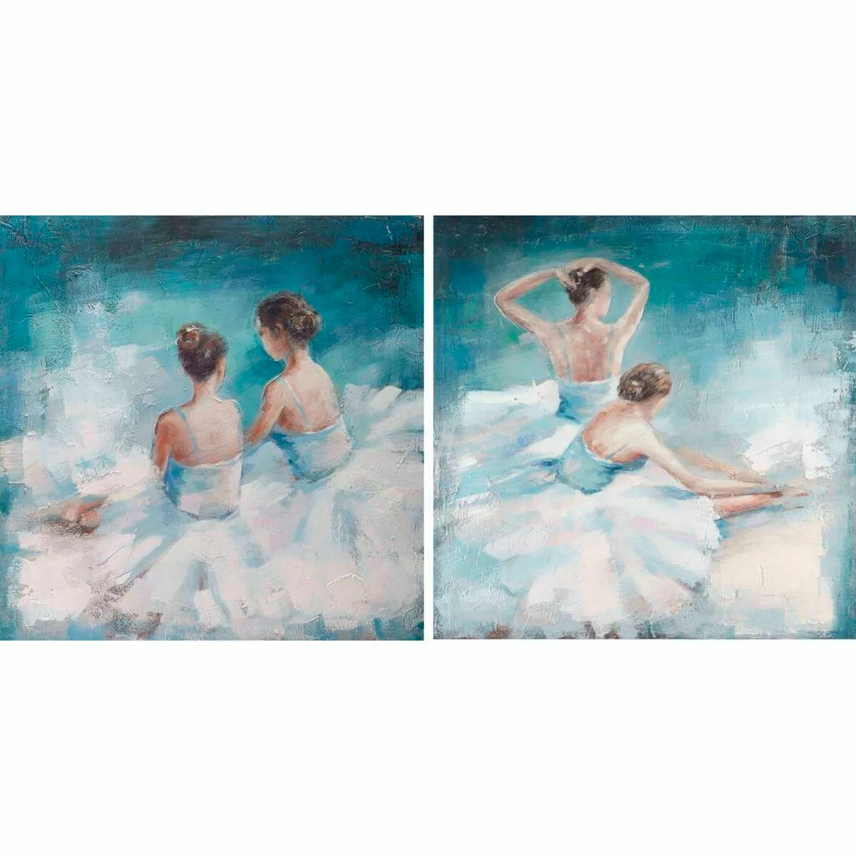 Quadro DKD Home Decor 100 x 3,5 x 100 cm Ballerina Classica Romantico (2 Unità)