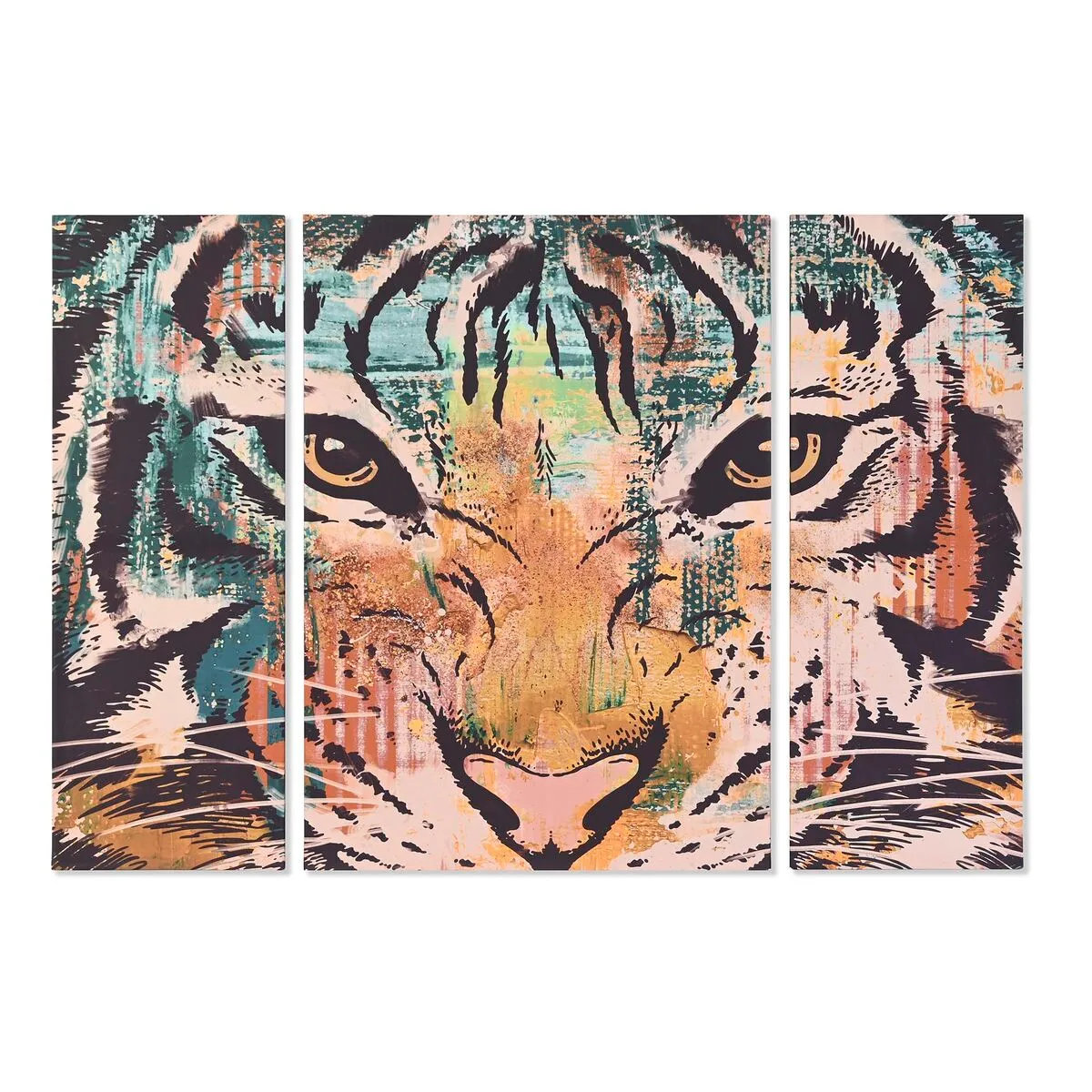 Set di 3 quadri DKD Home Decor Coloniale Tigre 140 x 3,8 x 100 cm