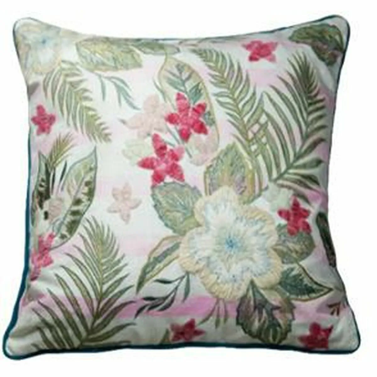 Fodera per cuscino DKD Home Decor 60 x 1 x 40 cm Rosa Verde Tropicale