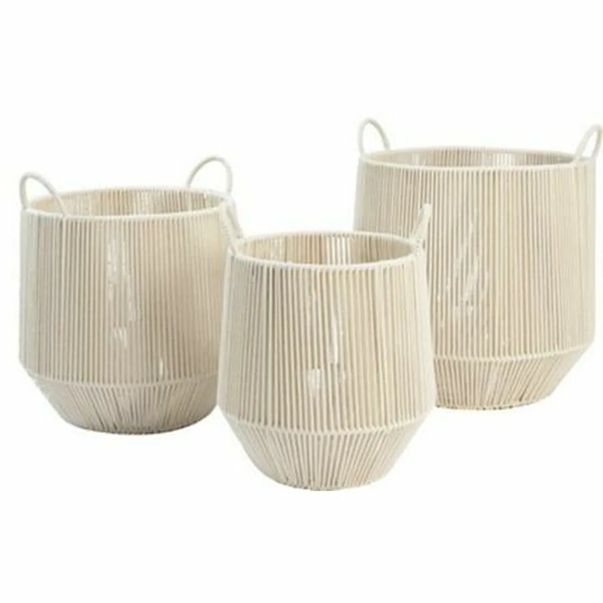 Set di Cestini DKD Home Decor Beige Metallo Cotone (38 x 38 x 45 cm)