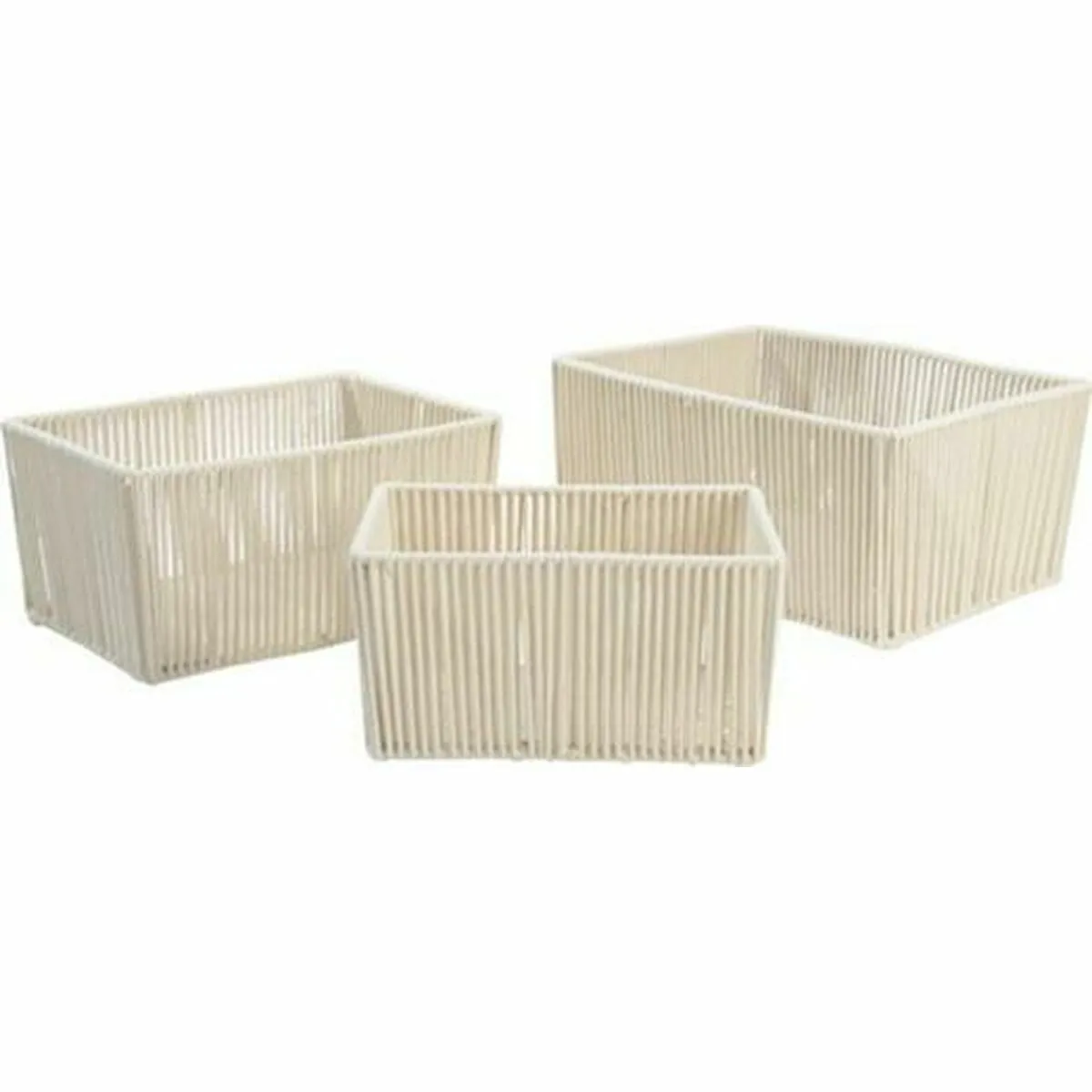 Set di Cestini DKD Home Decor Beige Metallo Cotone (40 x 30 x 20 cm)