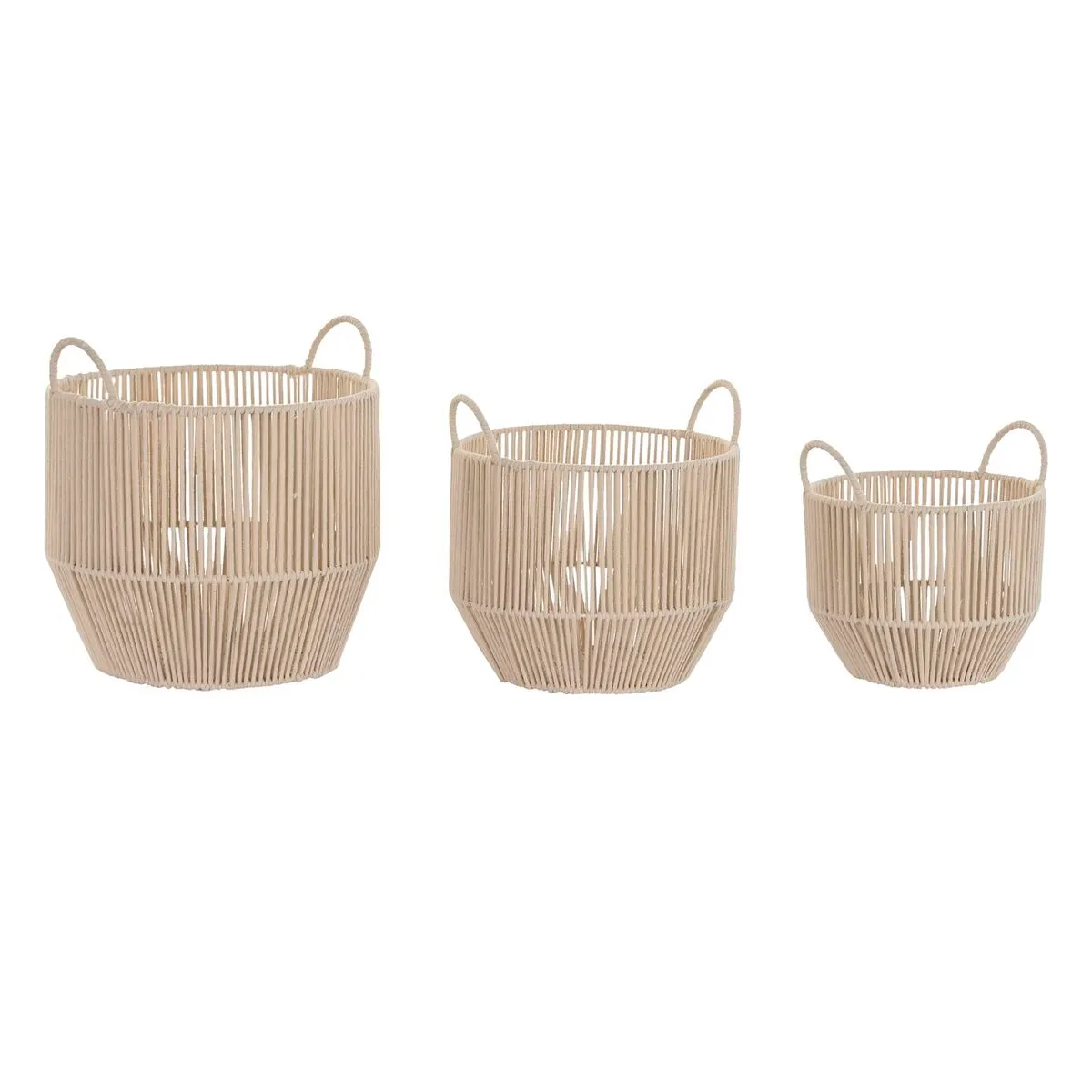 Set di Cestini DKD Home Decor Beige Metallo Cotone (35 x 35 x 36 cm)