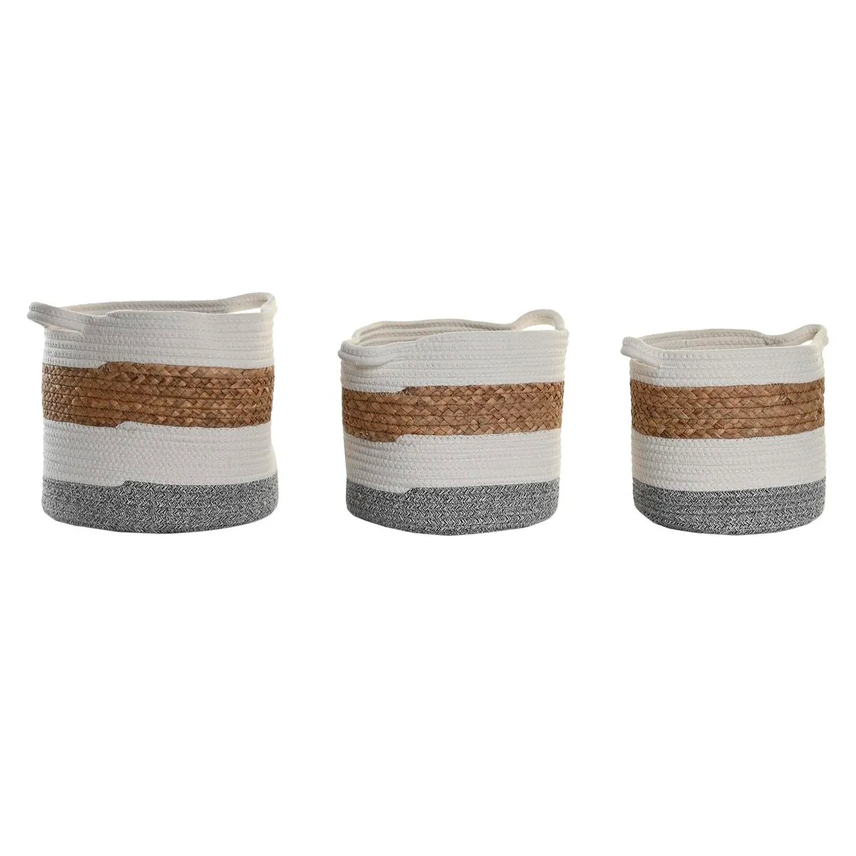 Set di Cestini DKD Home Decor Cotone Bianco Fibra naturale (30 x 30 x 26 cm)