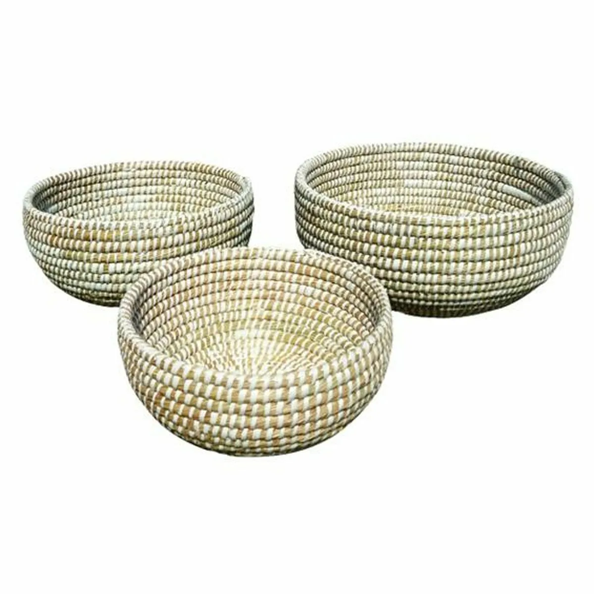 Set di Cestini DKD Home Decor Naturale Bianco Erba di mare (40 x 40 x 18 cm) (3 Pezzi)