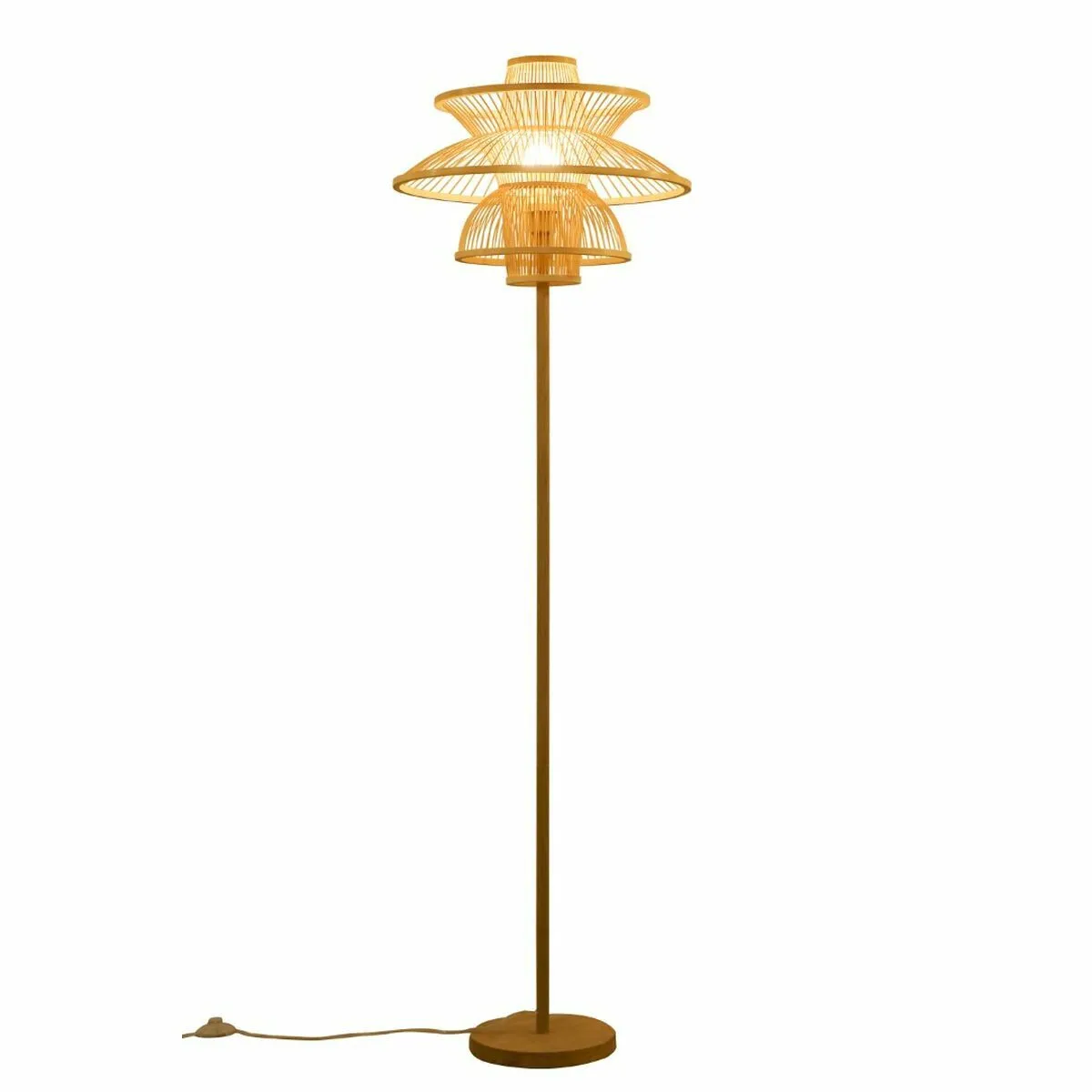 Lampada da Terra DKD Home Decor Poliestere Bambù (50 x 50 x 168 cm)