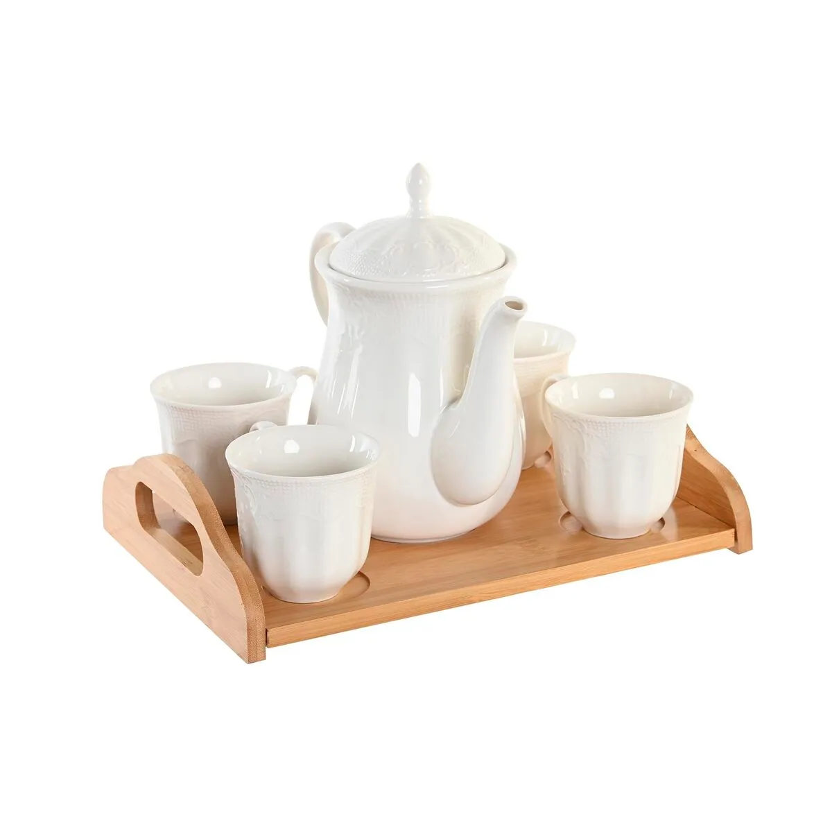 Set di Tazze da Caffè DKD Home Decor Naturale Porcellana Bianco