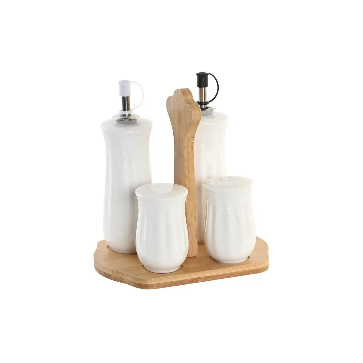 Set olio e aceto DKD Home Decor 17 x 12,5 x 18 cm Naturale Porcellana Bianco 5 Unità