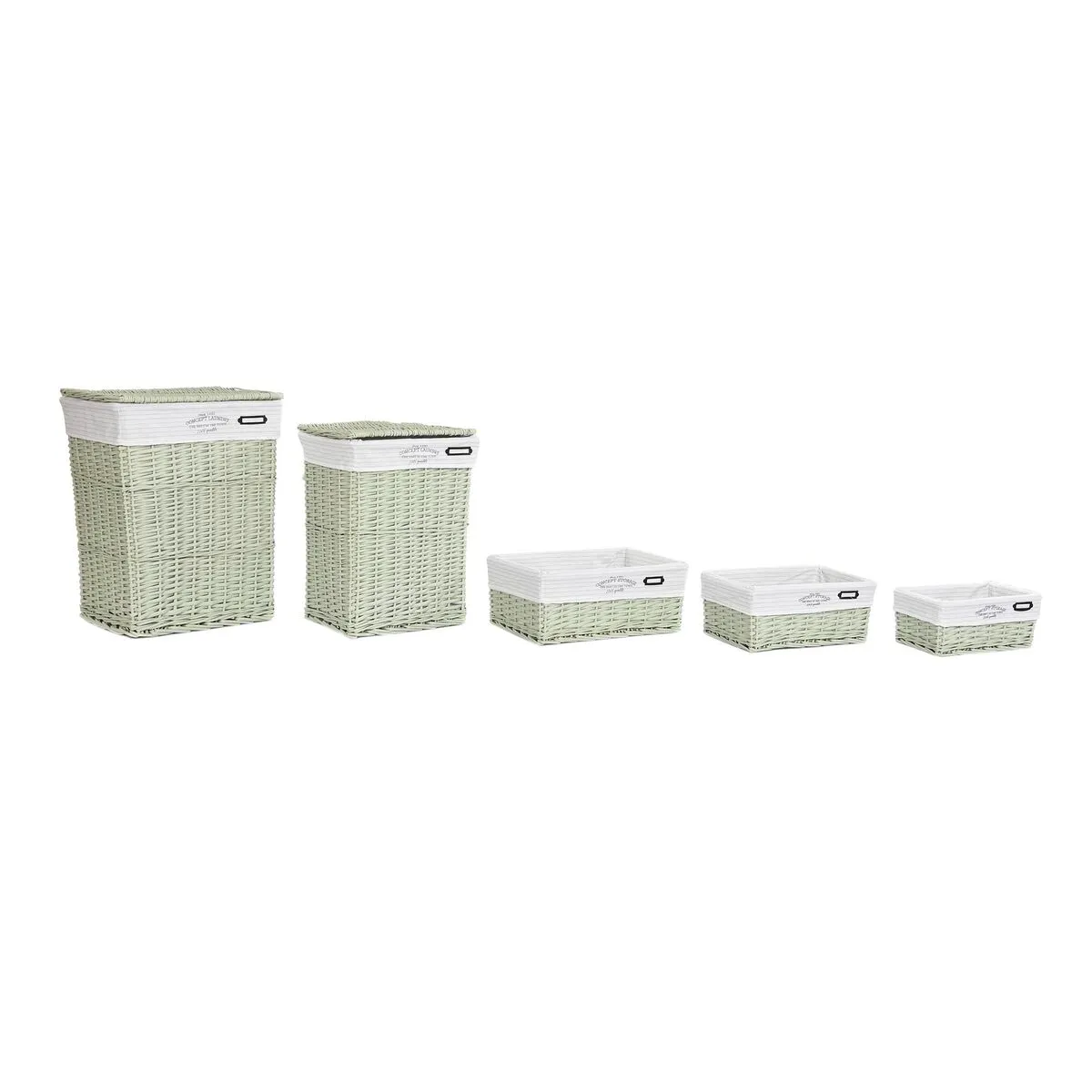 Set di Cestini DKD Home Decor Verde vimini 44 x 34 x 56 cm