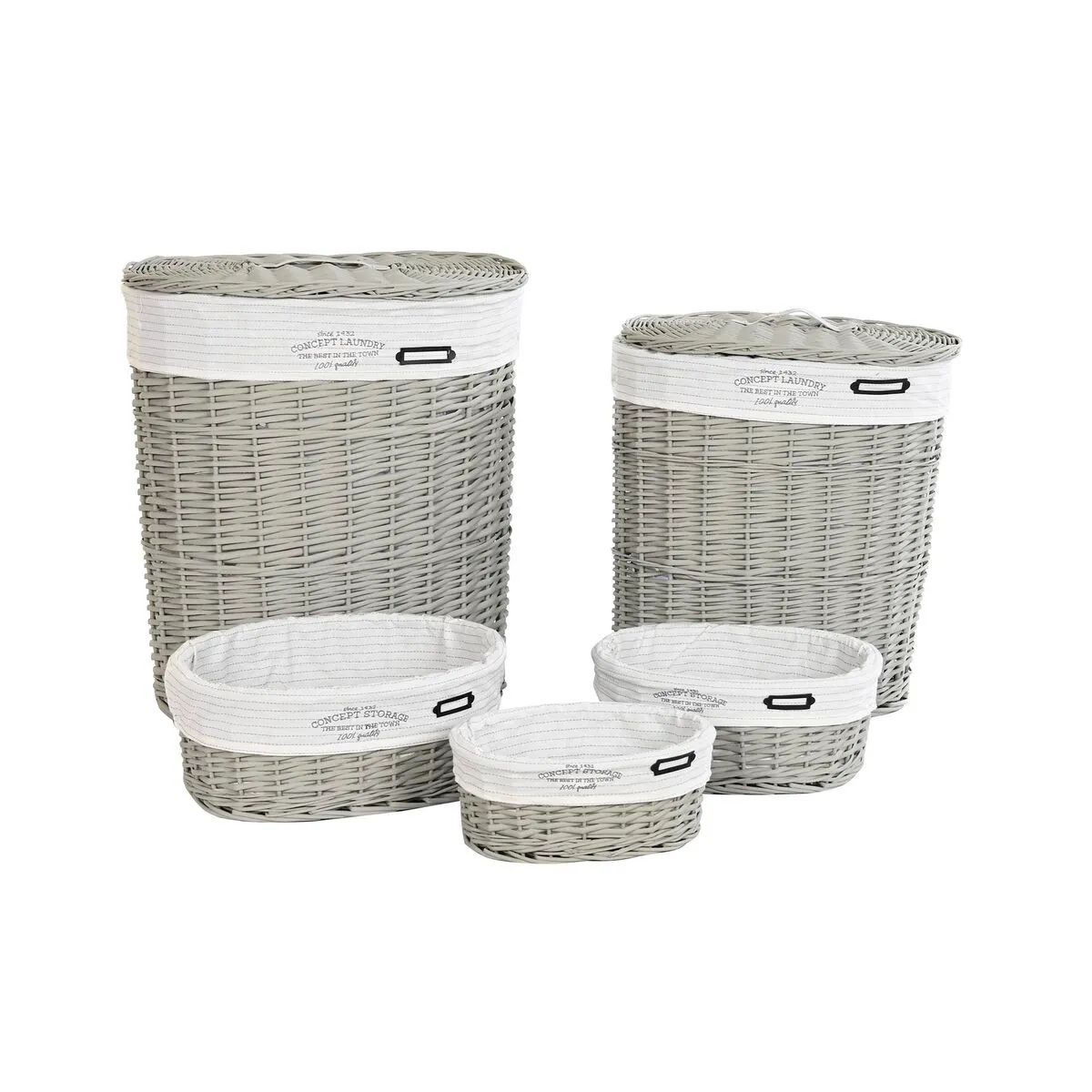 Set di Cesti DKD Home Decor Grigio Poliestere vimini (51 x 37 x 56 cm)