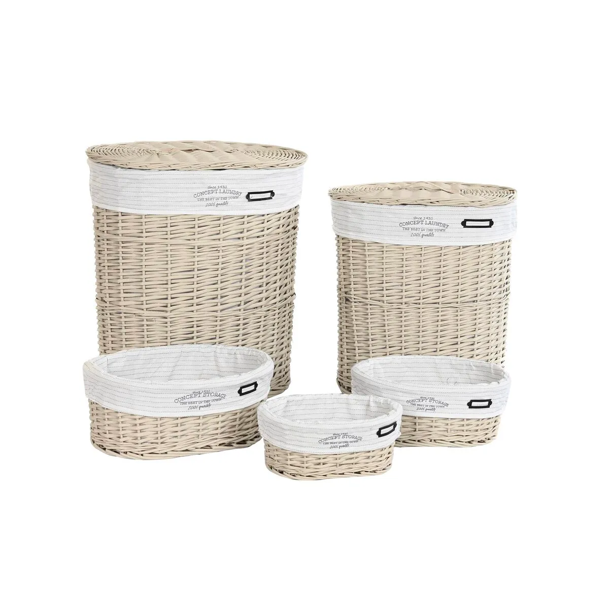 Set di Cesti DKD Home Decor 51 x 37 x 56 cm 52 x 38 x 56 cm Beige vimini