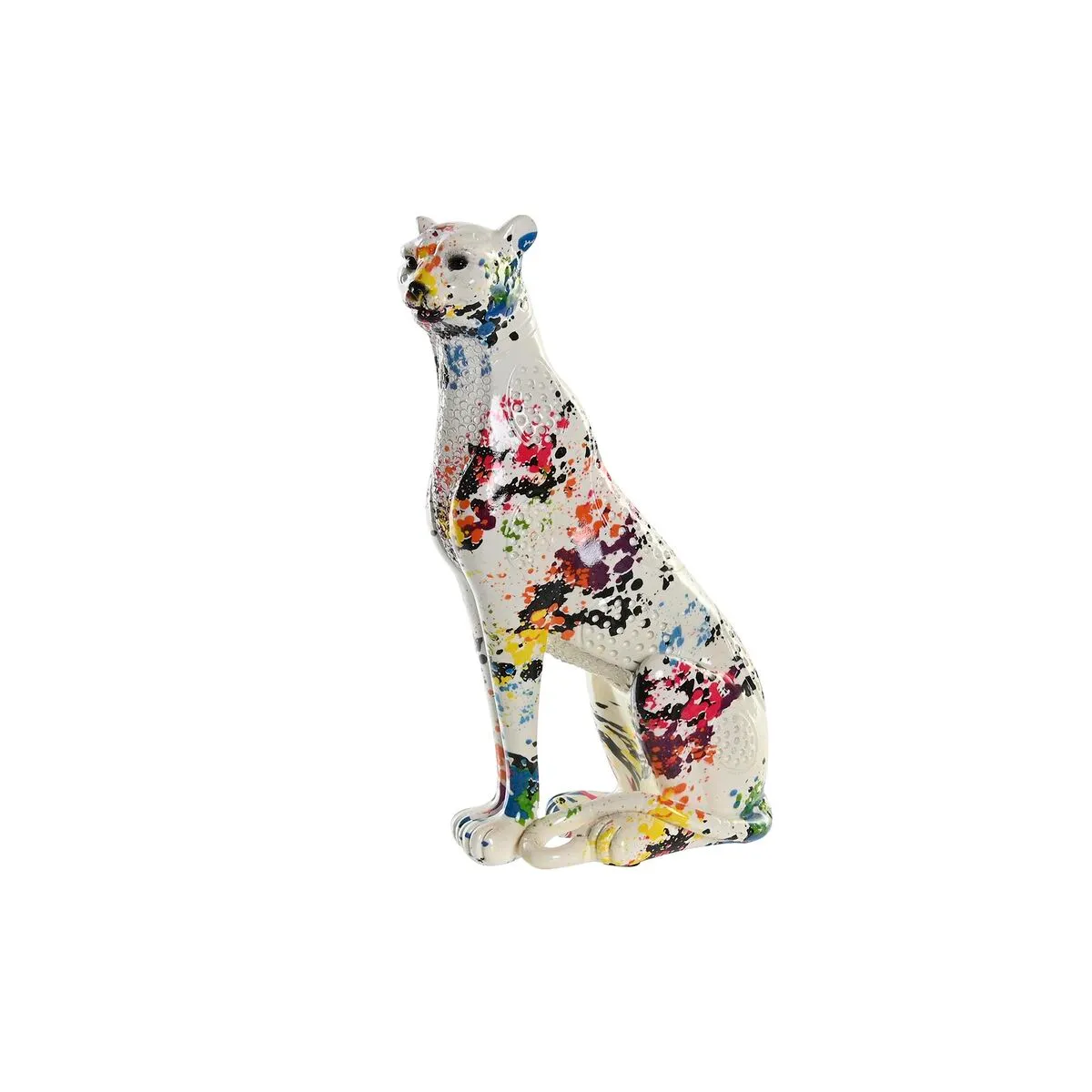 Statua Decorativa DKD Home Decor Bianco Multicolore Leopardo Moderno 16 x 8 x 25 cm