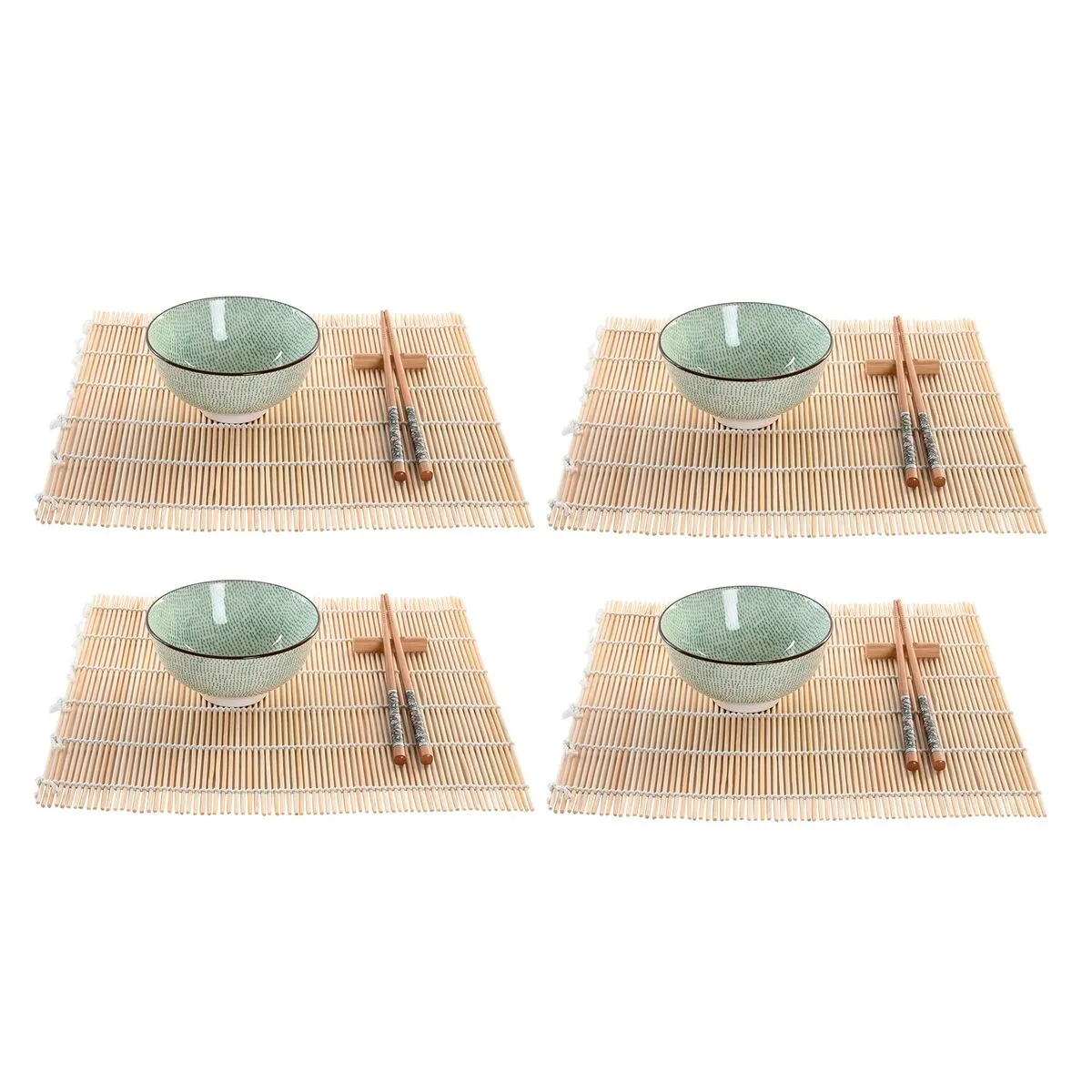 Set per Sushi DKD Home Decor 14,5 x 14,5 x 35 cm Gres Orientale (16 Pezzi)